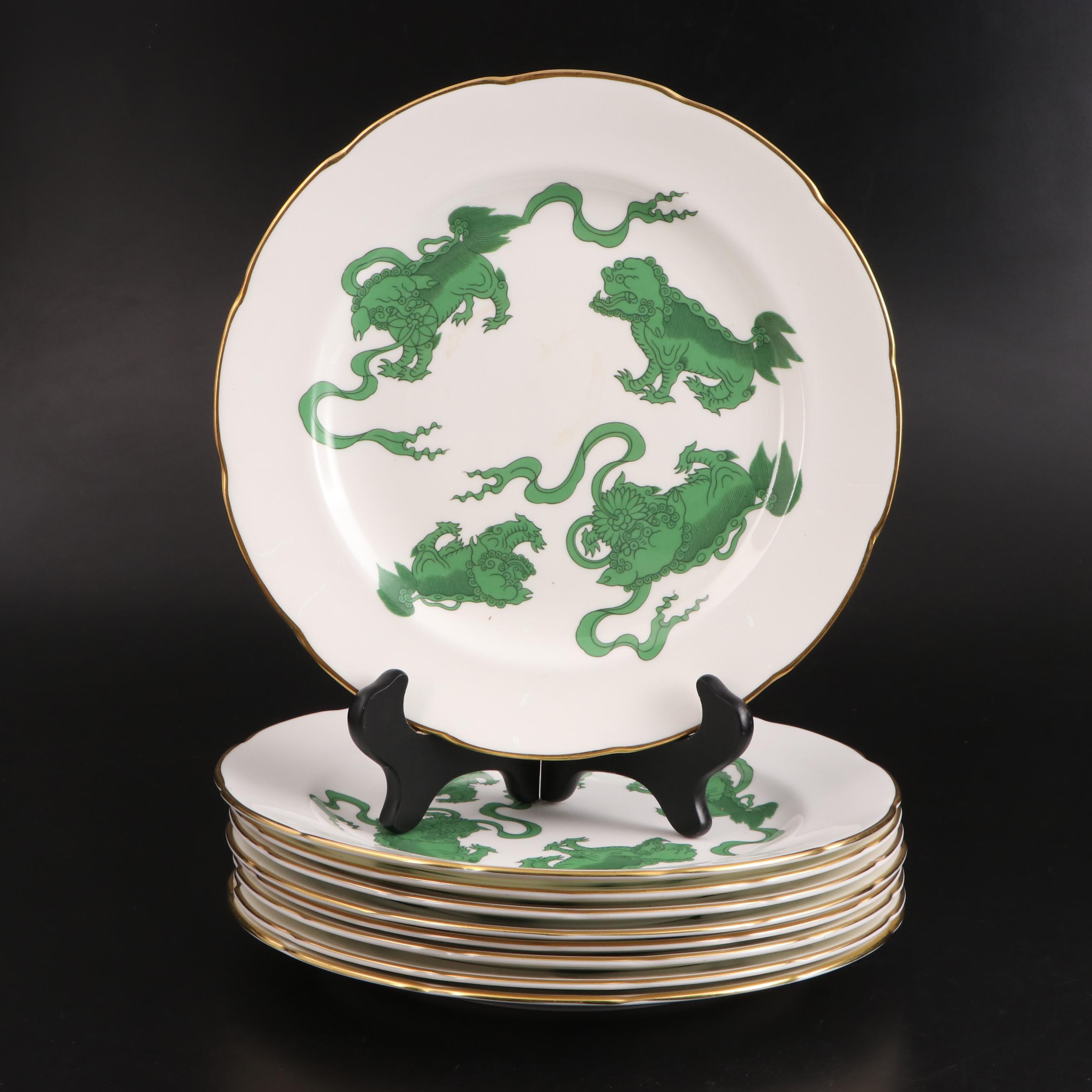 Wedgwood "Green Chinese Tigers" Bone China Dinner and Salad Plates