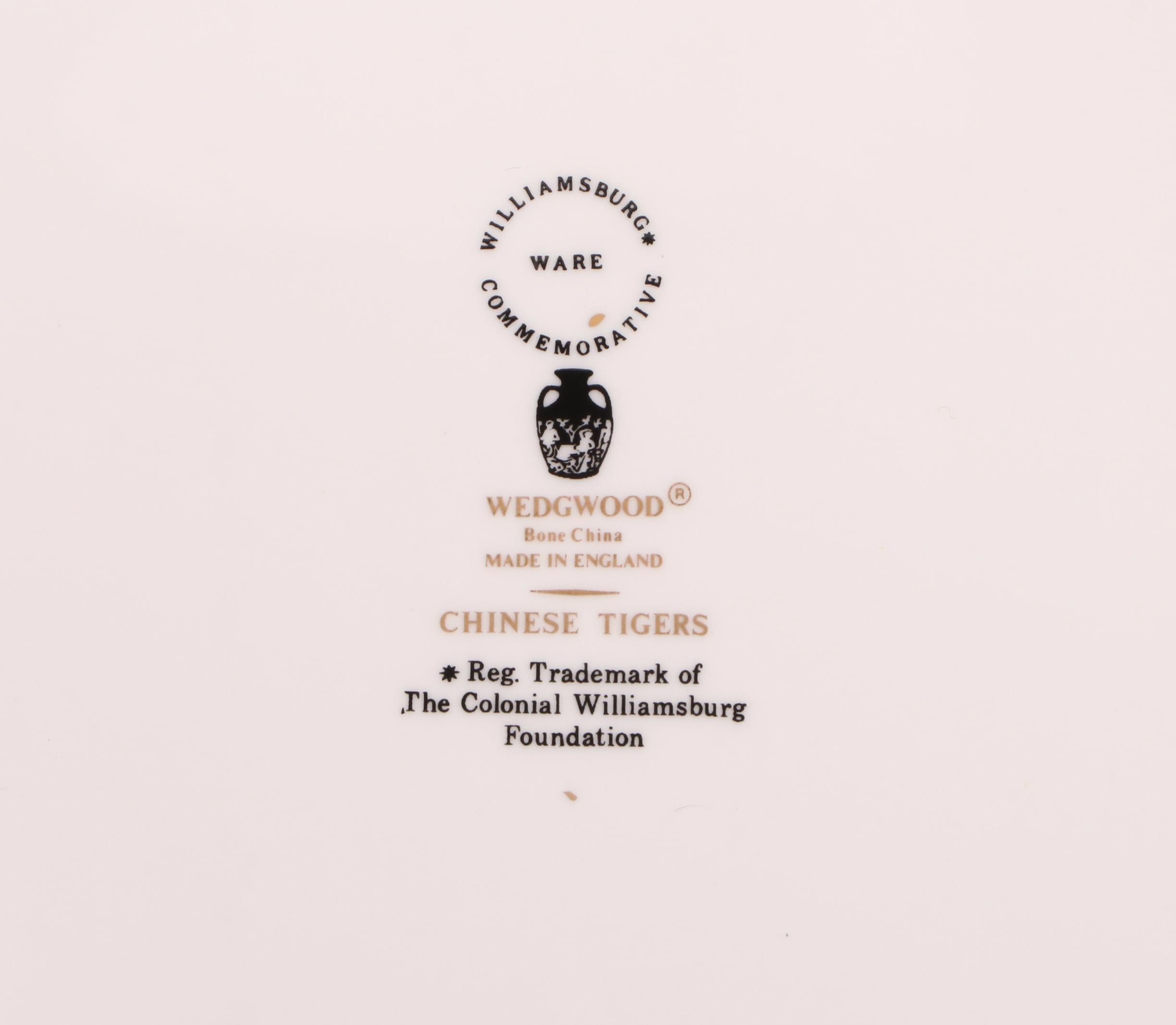 Wedgwood "Green Chinese Tigers" Bone China Dinner and Salad Plates