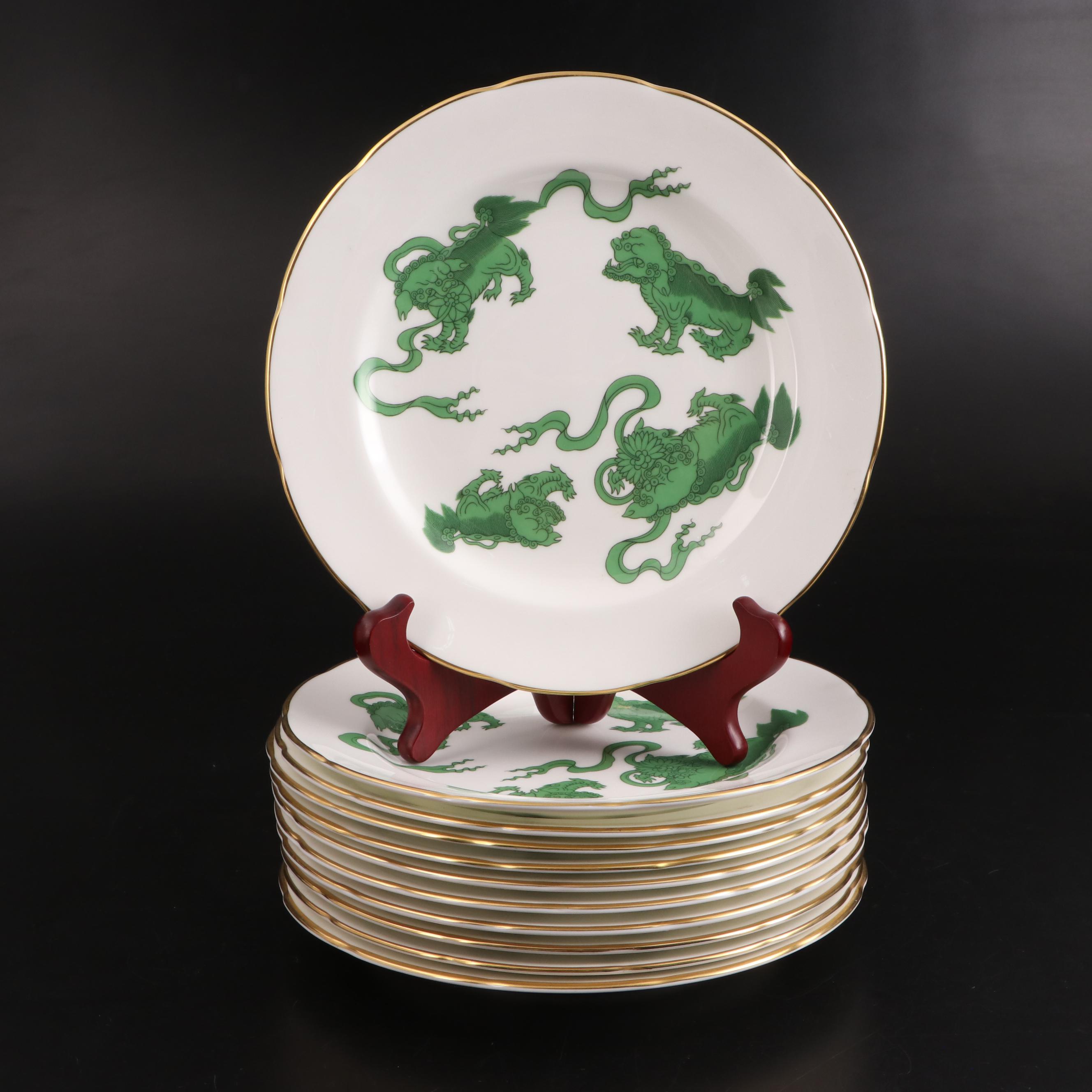 Wedgwood "Green Chinese Tigers" Bone China Dinner and Salad Plates