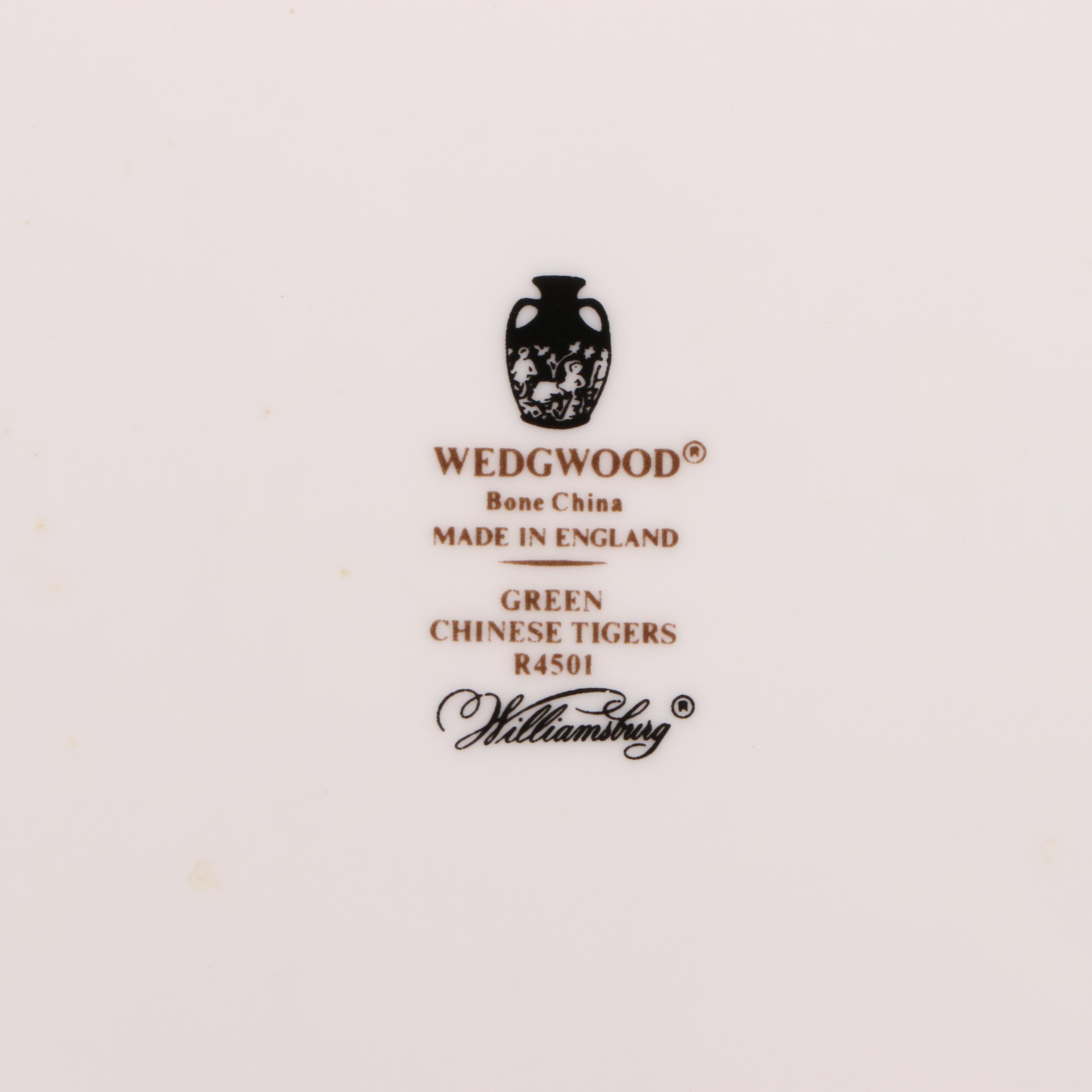 Wedgwood "Green Chinese Tigers" Bone China Dinner and Salad Plates