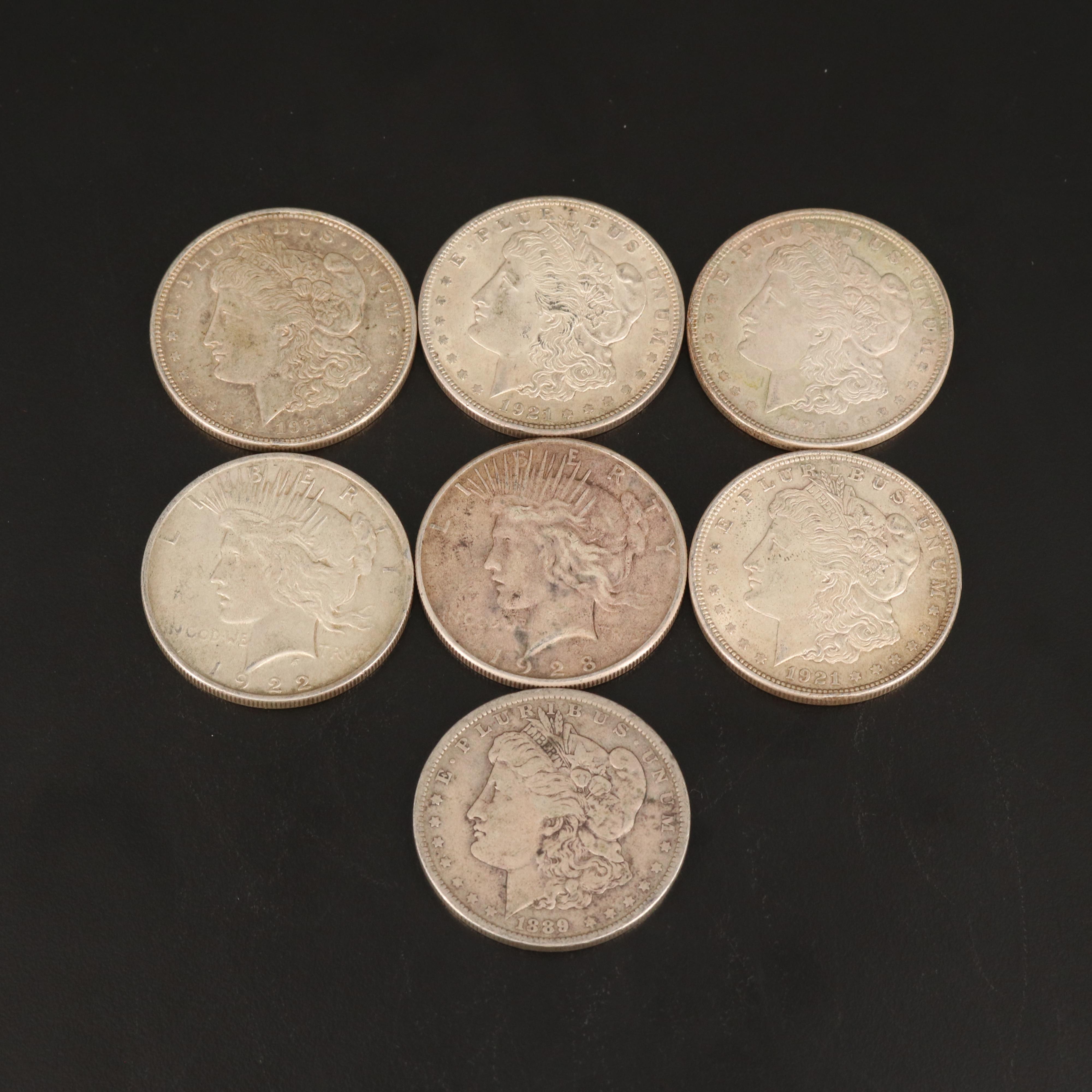 Group of Seven American Silver Dollars Including an 1889-O Morgan | EBTH