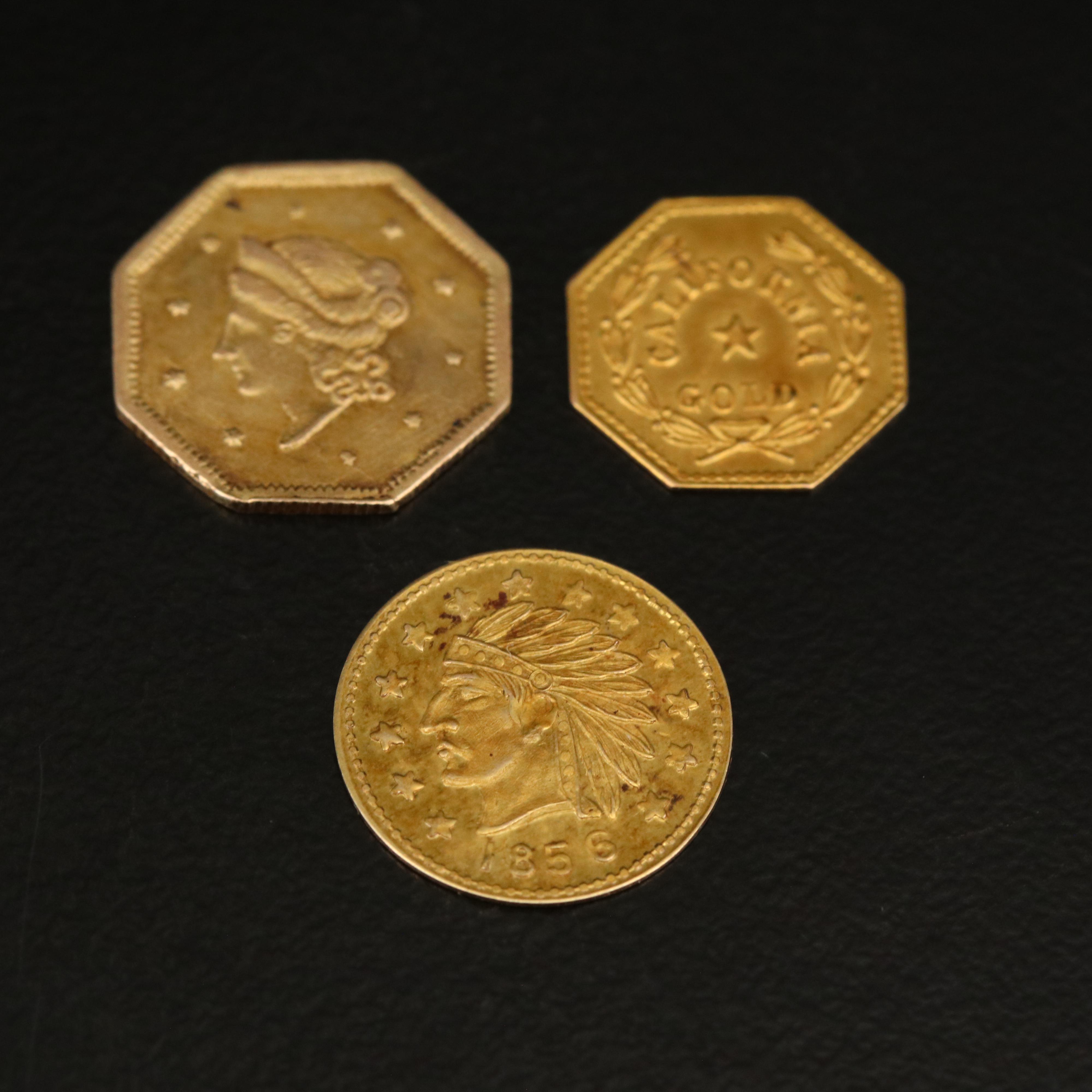 Three Replica California Gold Tokens
