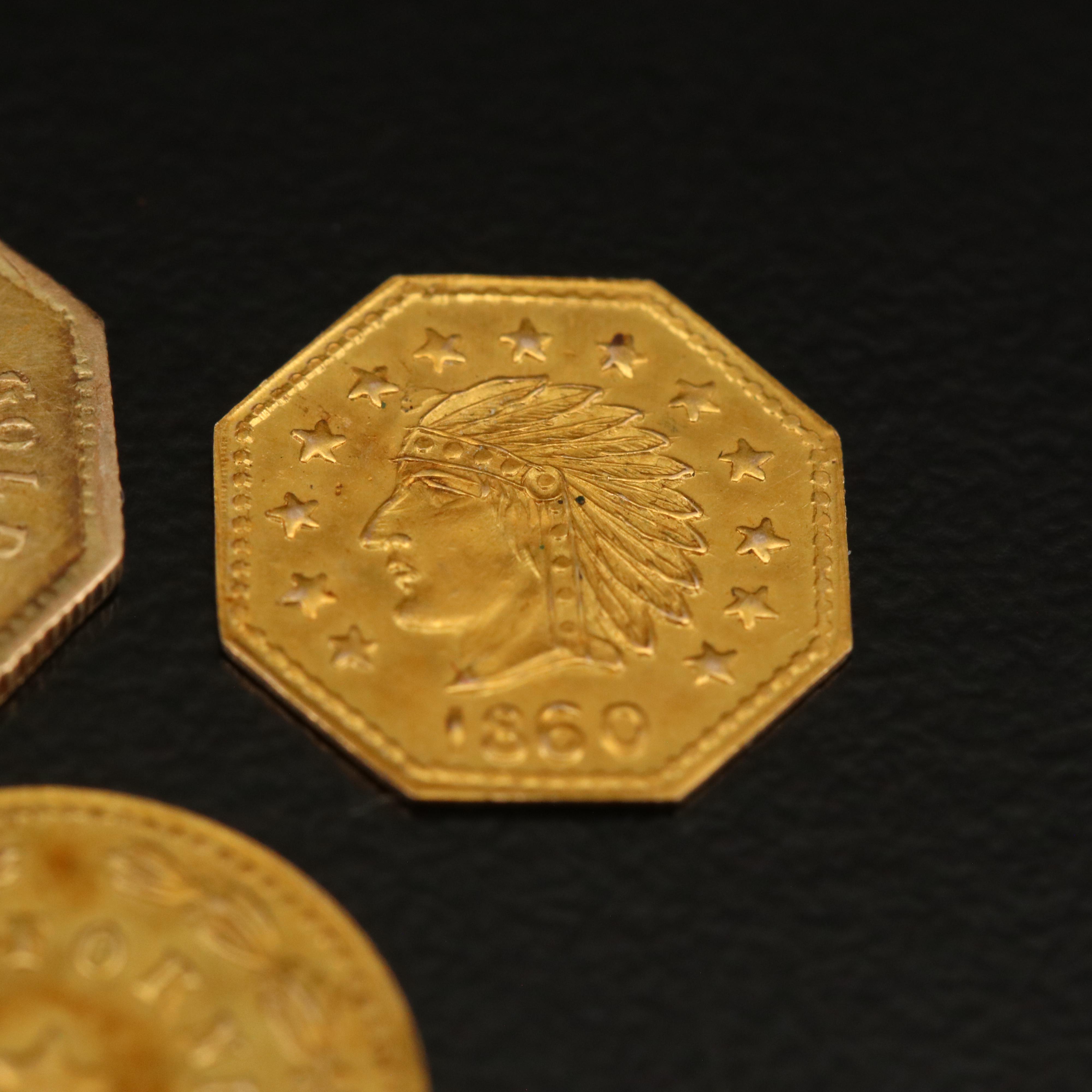 Three Replica California Gold Tokens