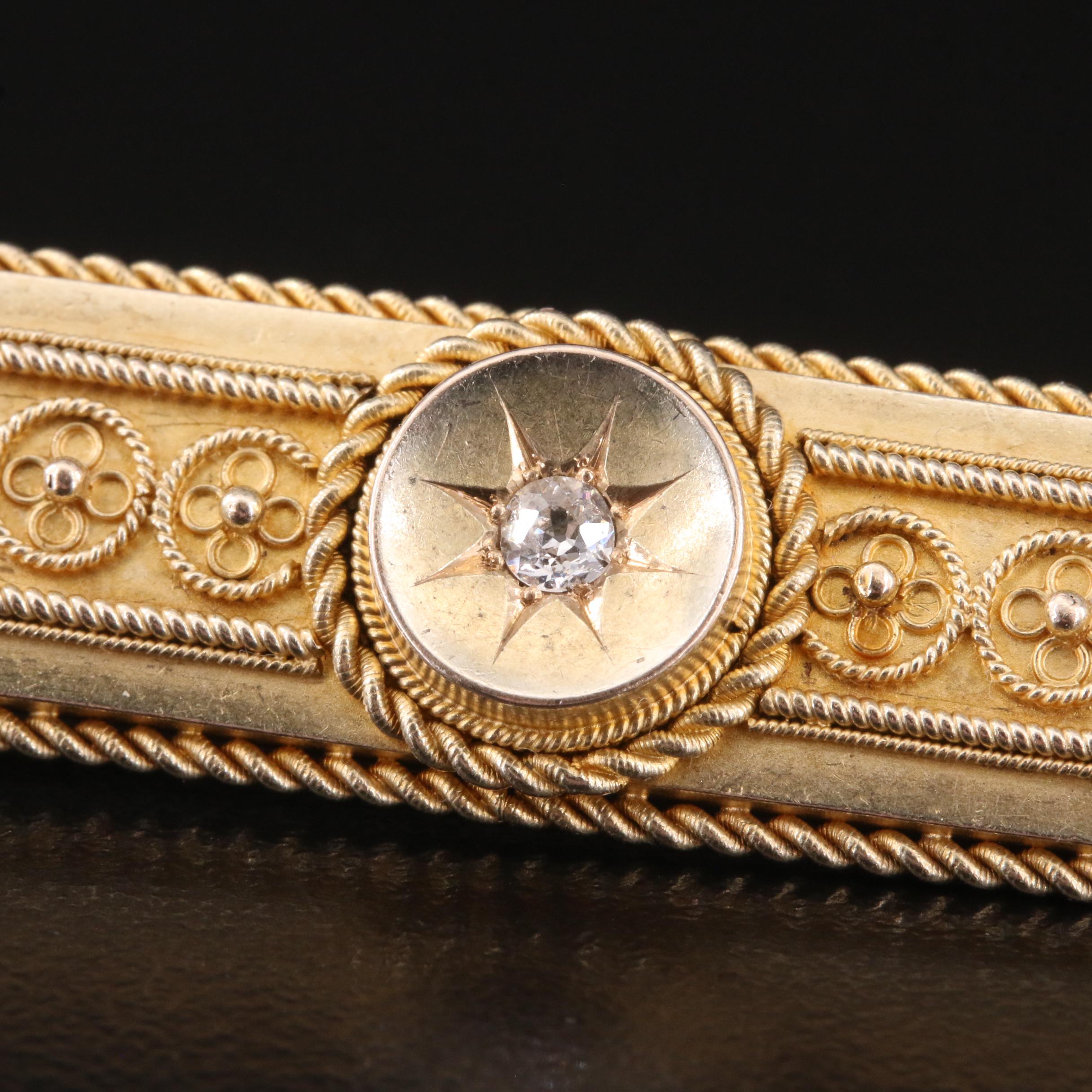 Victorian 15K 0.07 CT Diamond Brooch