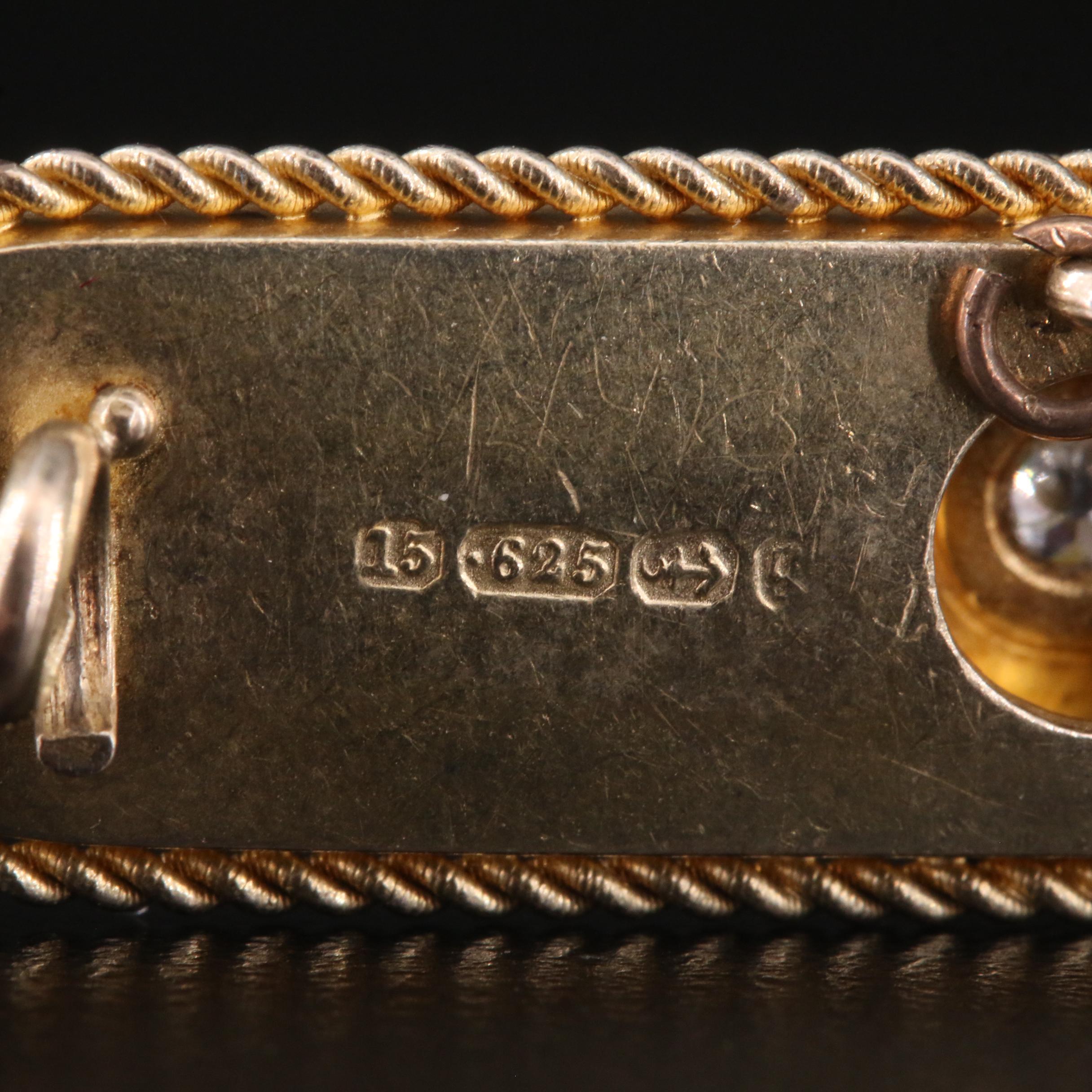 Victorian 15K 0.07 CT Diamond Brooch