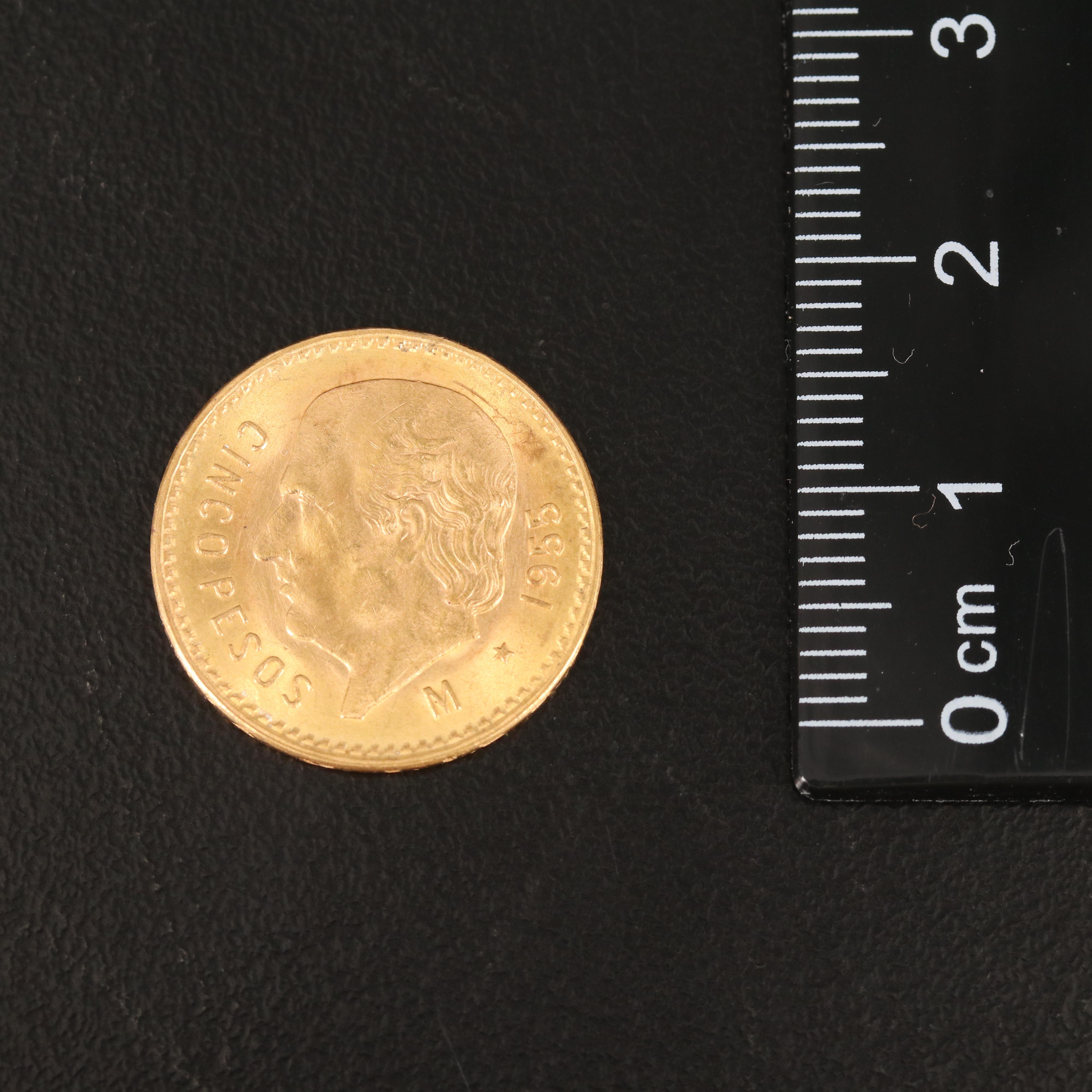 1955 Mexican Cinco Pesos Gold Coin