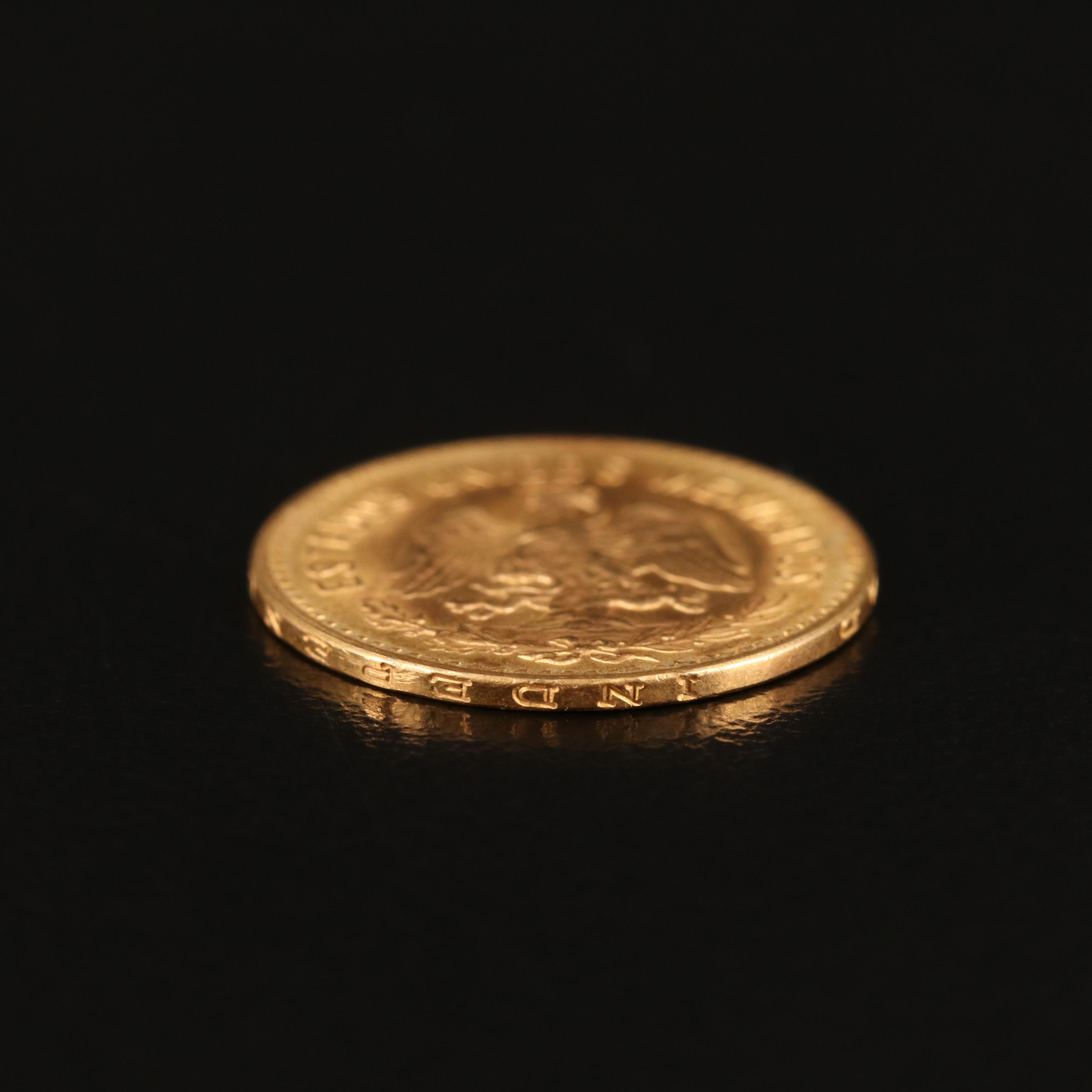 1955 Mexican Cinco Pesos Gold Coin