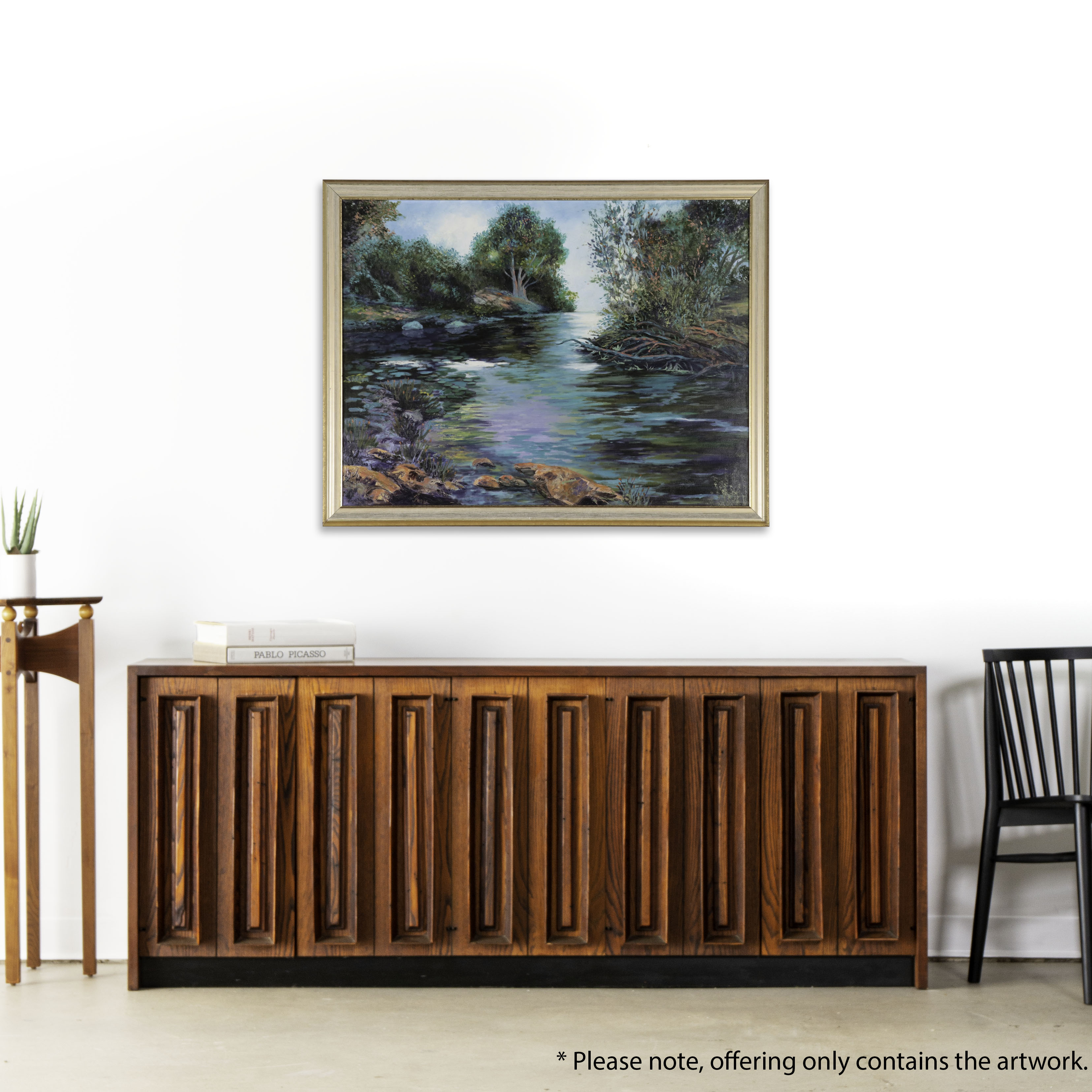 Peggy Oil Painting of Forest River, Late 20th Century