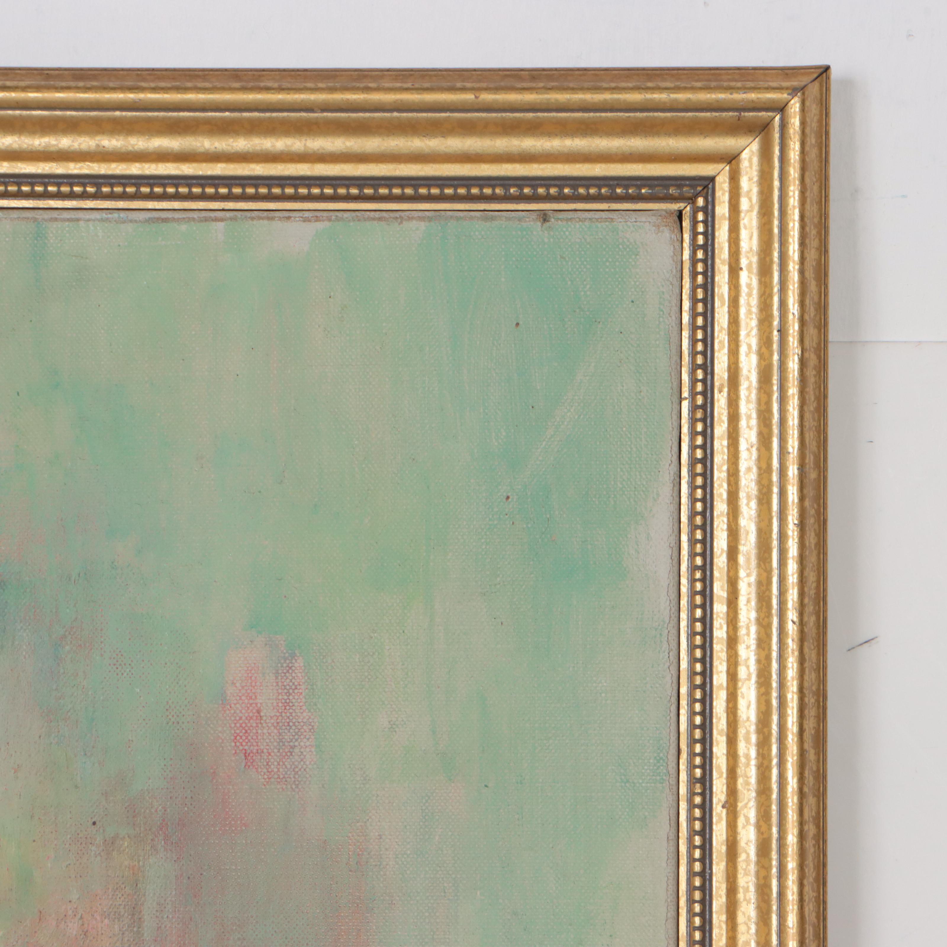 Florence Kroger Portrait Oil Painting of Infant and Puppy