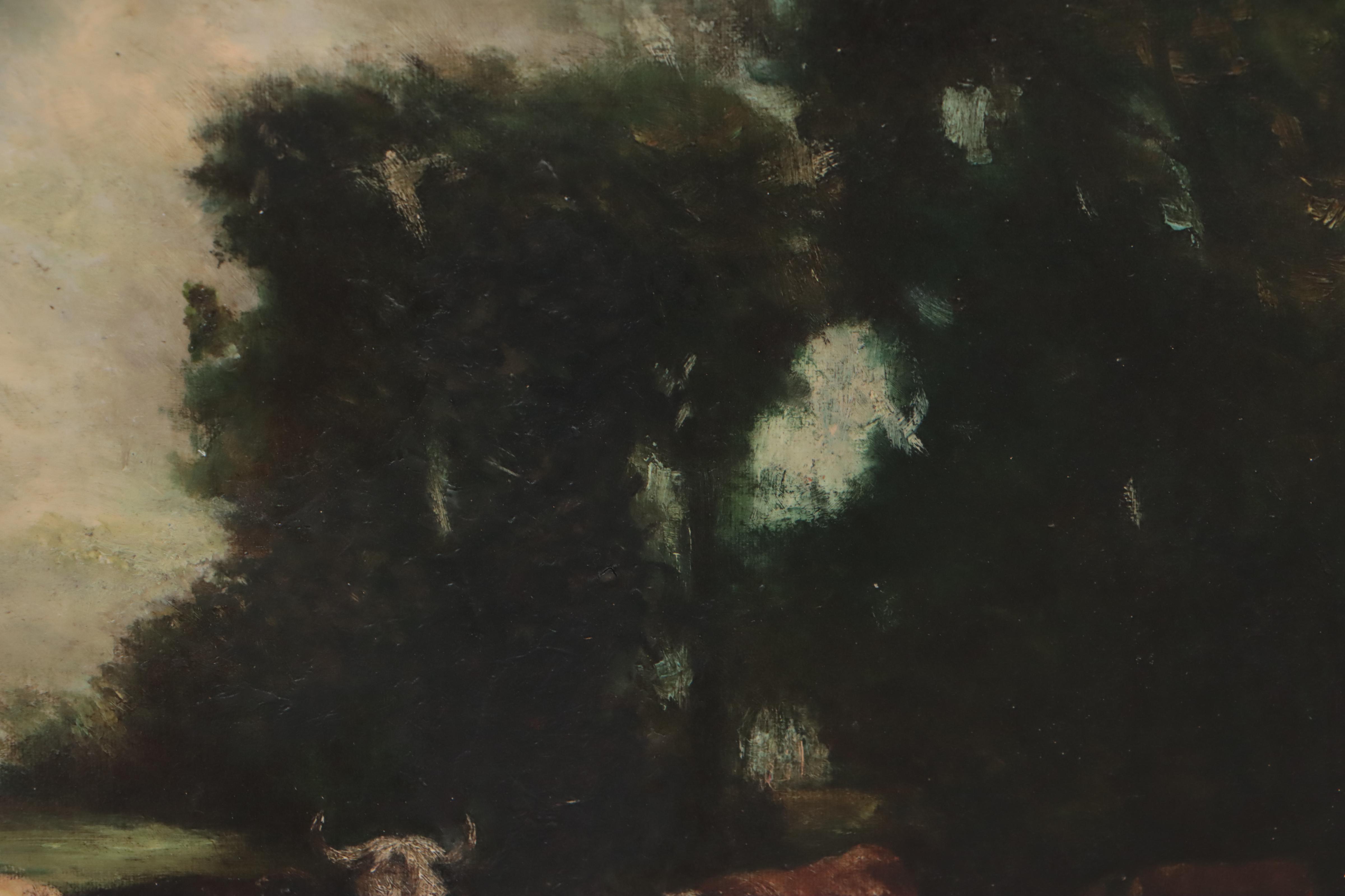 Oil Painting of Grazing Cows, Early 19th Century