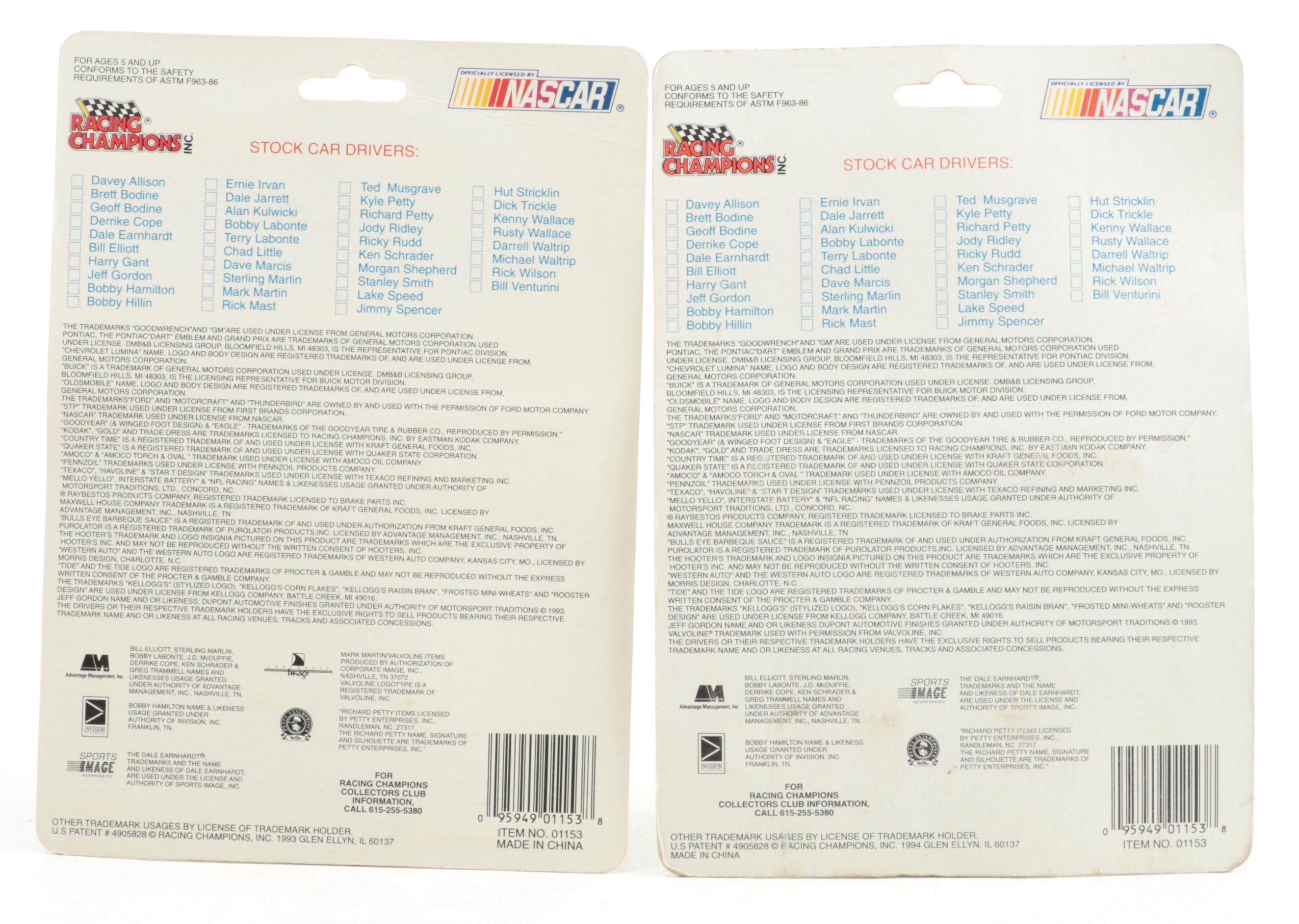 Ertl Racing Champions NASCAR Diecast Stock Cars with Signed Harry Gant, 1990s