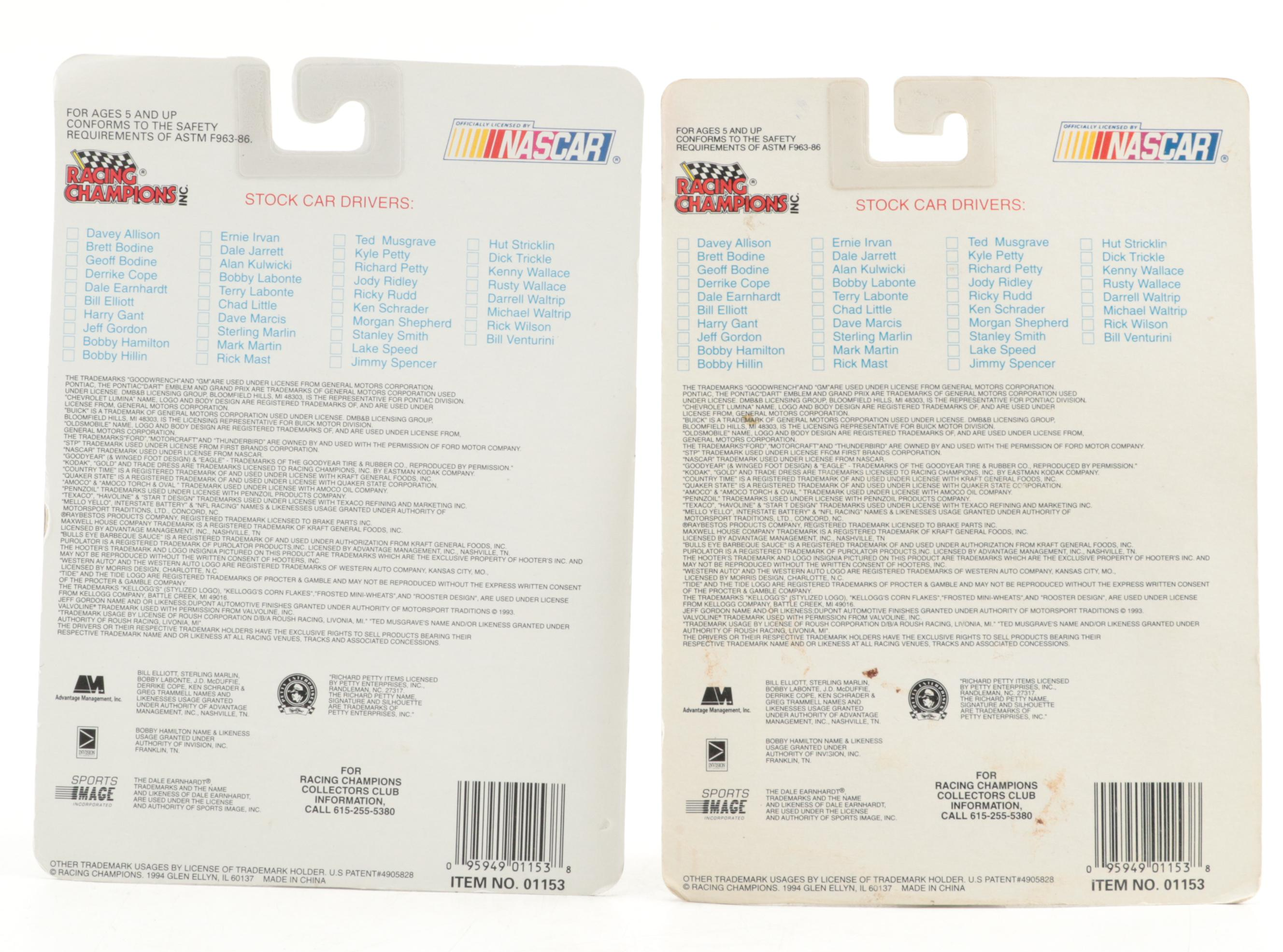 Ertl Racing Champions NASCAR Diecast Stock Cars with Signed Harry Gant, 1990s