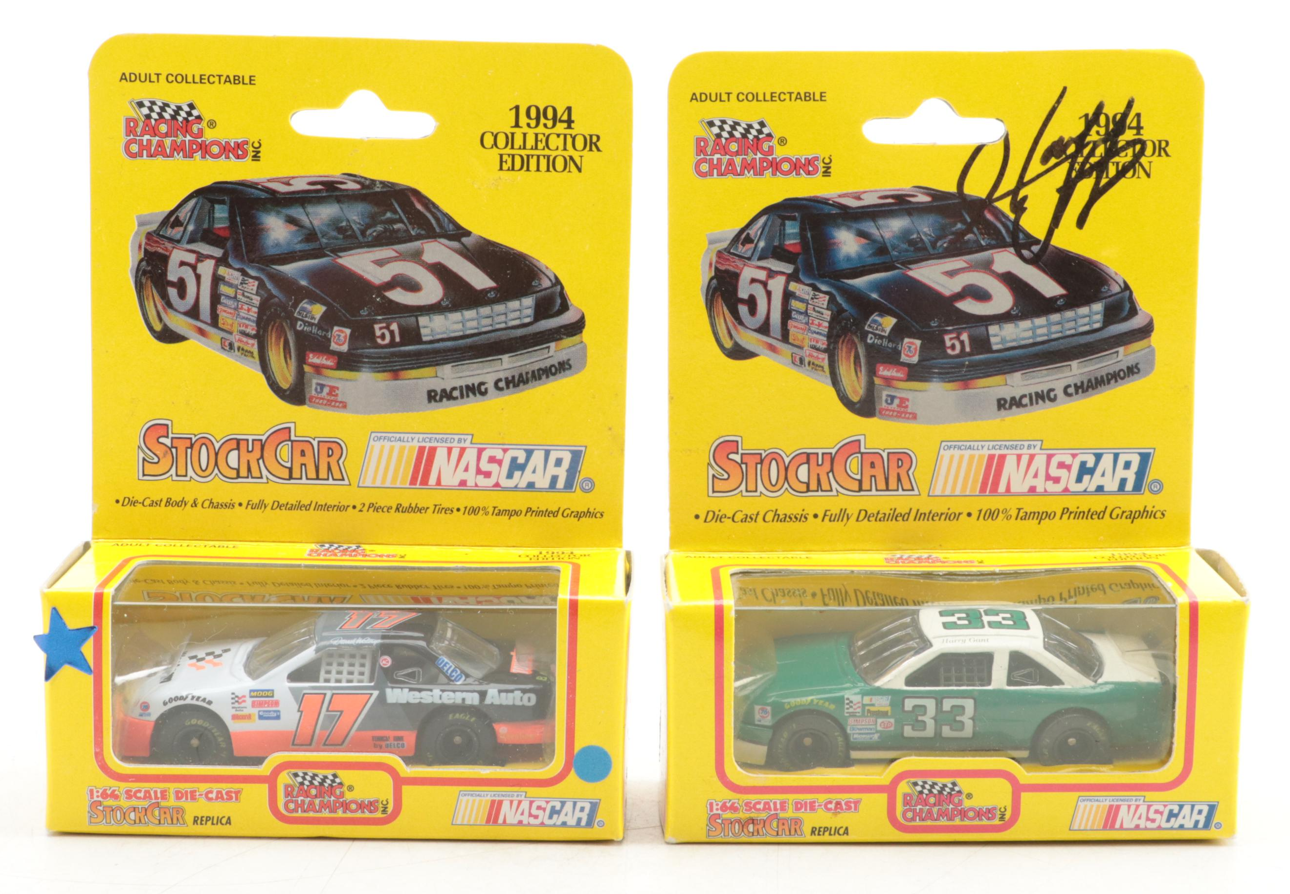 Ertl Racing Champions NASCAR Diecast Stock Cars with Signed Harry Gant, 1990s