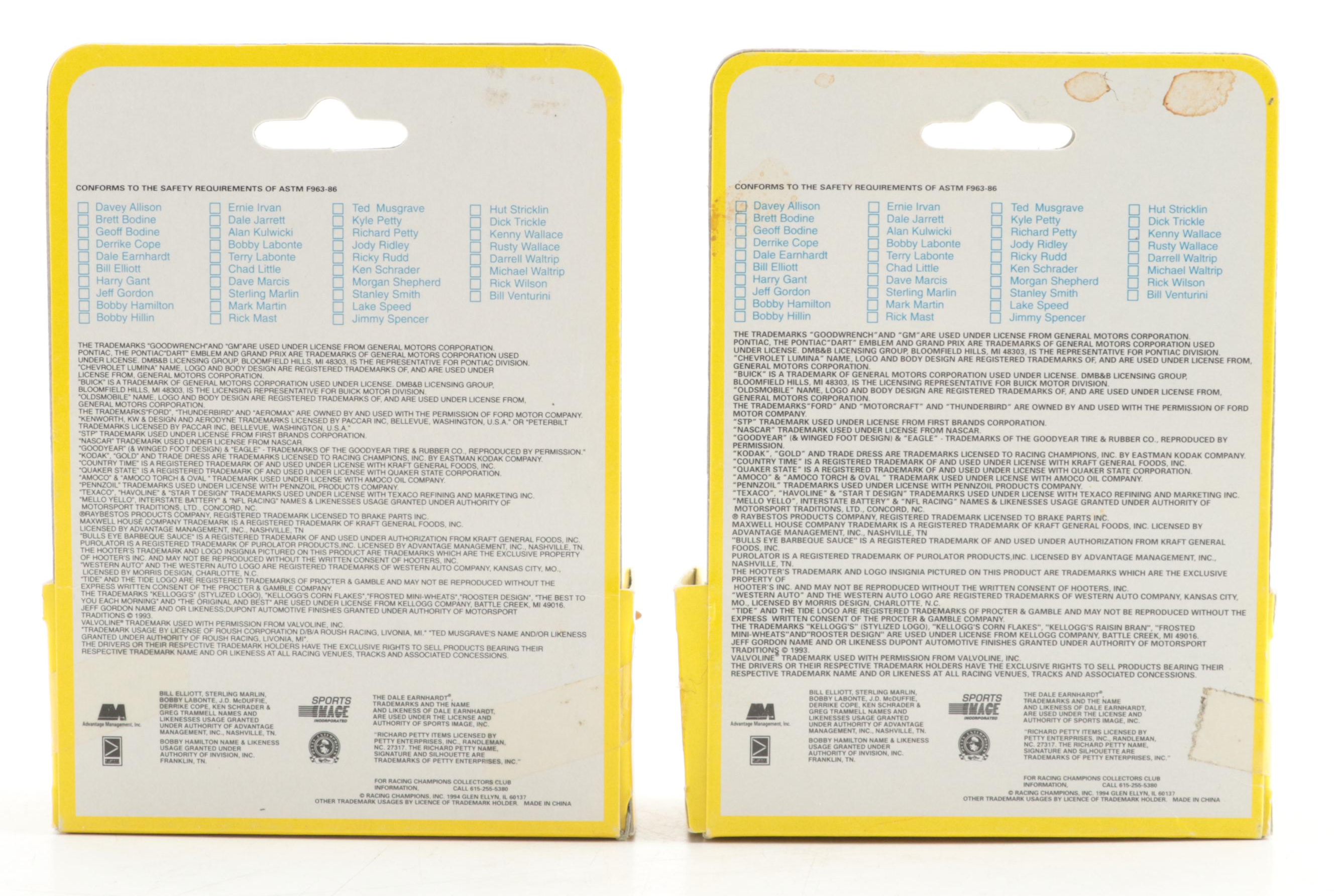 Ertl Racing Champions NASCAR Diecast Stock Cars with Signed Harry Gant, 1990s