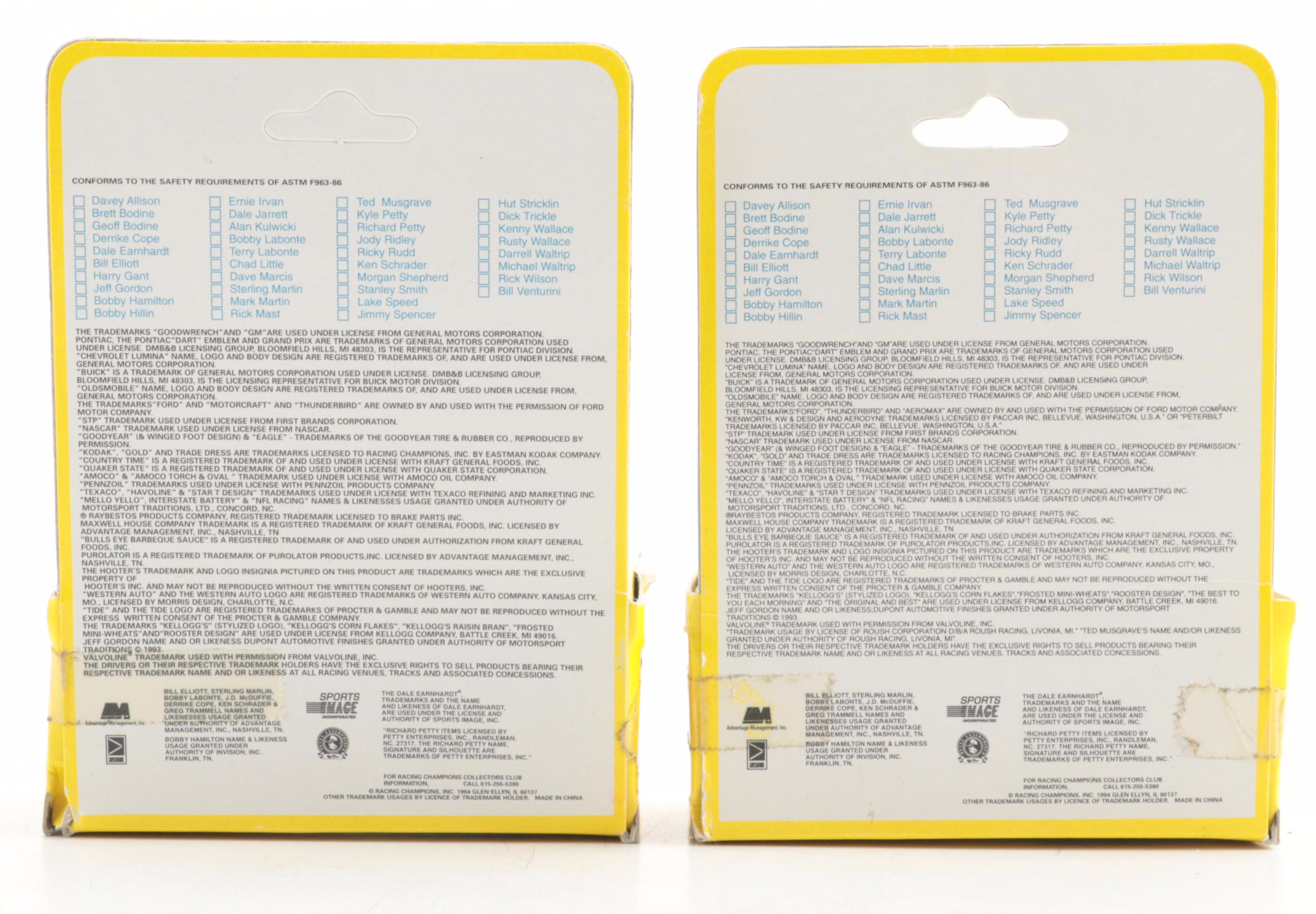 Ertl Racing Champions NASCAR Diecast Stock Cars with Signed Harry Gant, 1990s