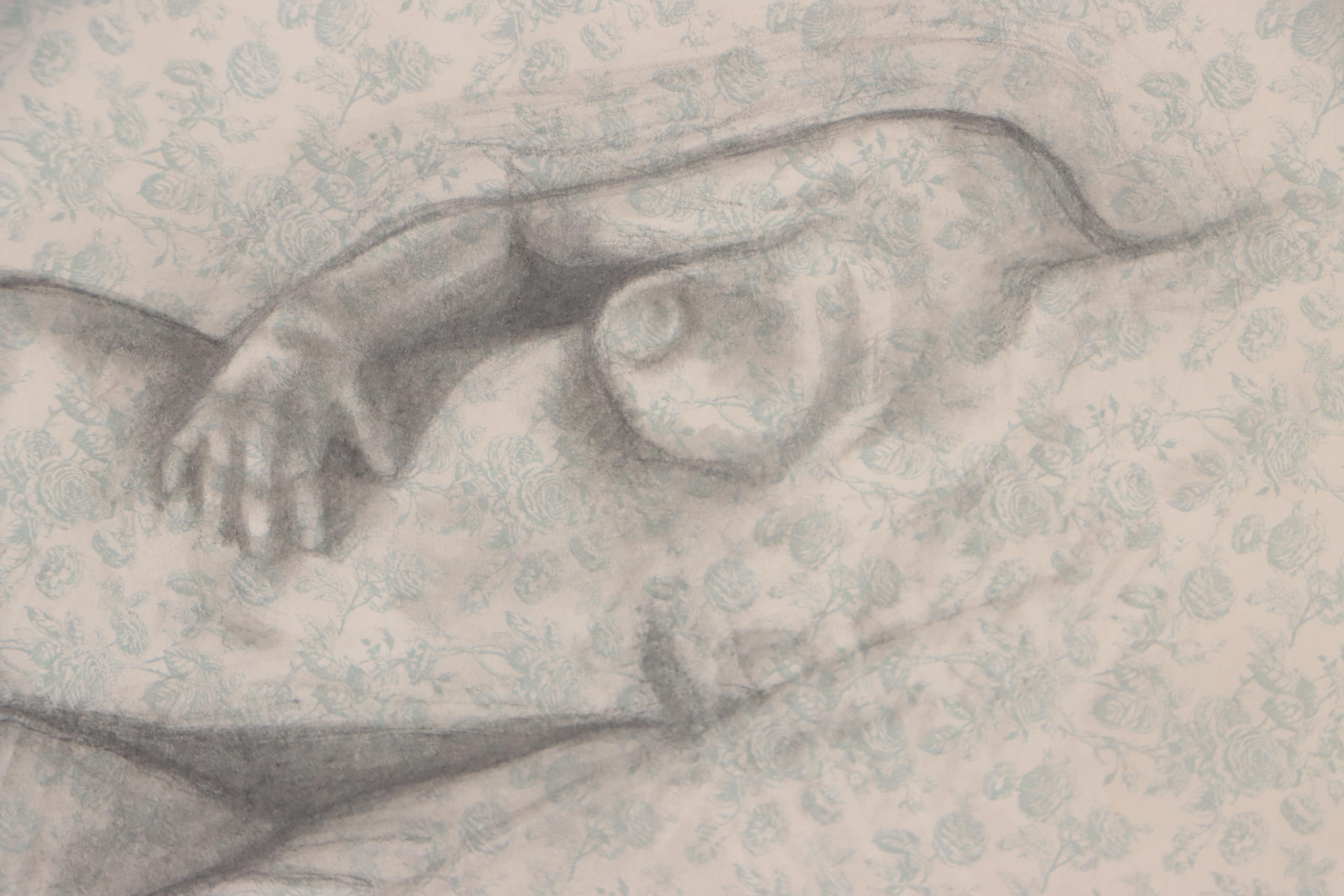 Cynthia Gregory Graphite Drawing of Female Nude "Wallflower," 2006