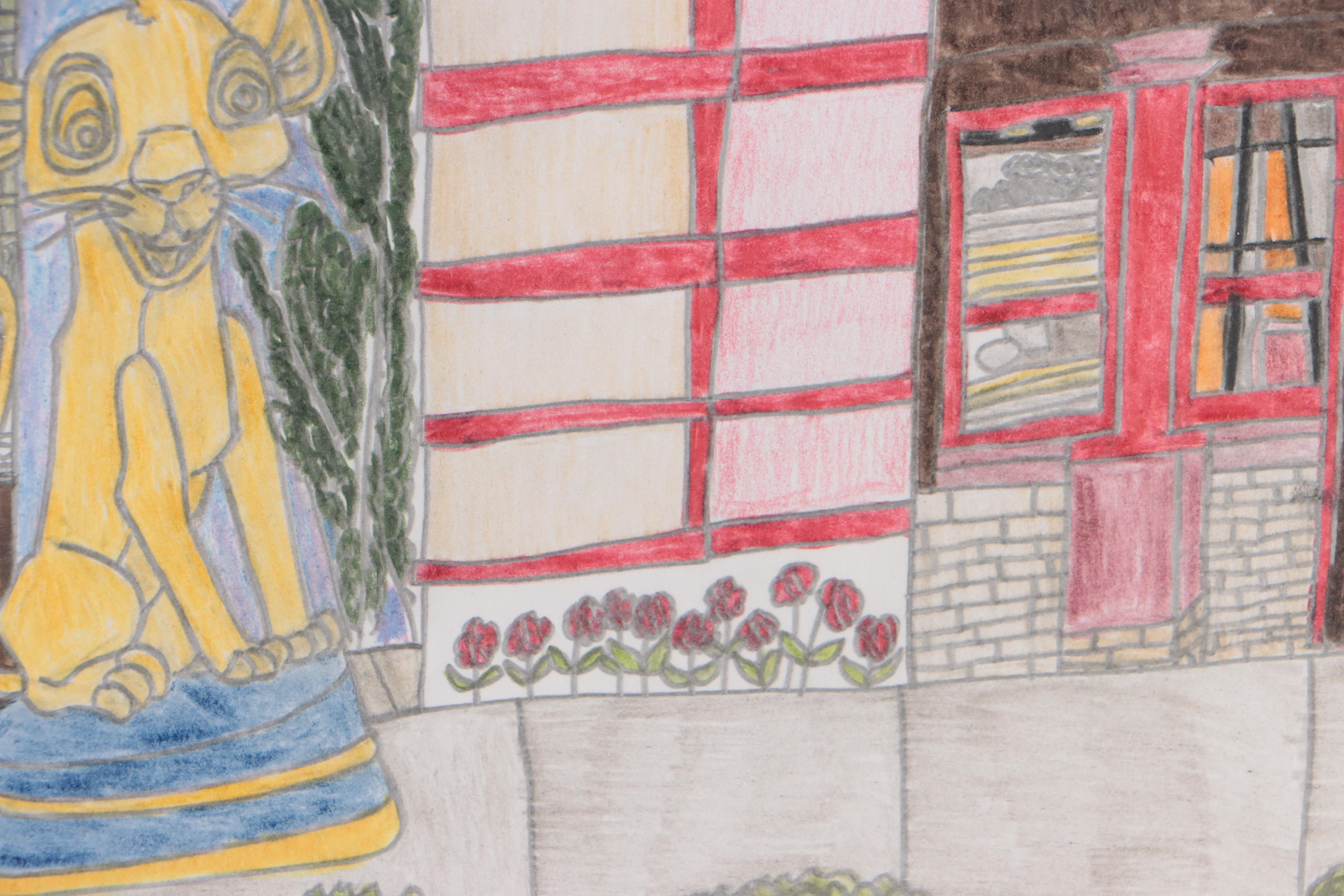 Sean Regis Traynor Drawing "Simba's Pizza," 21st Century