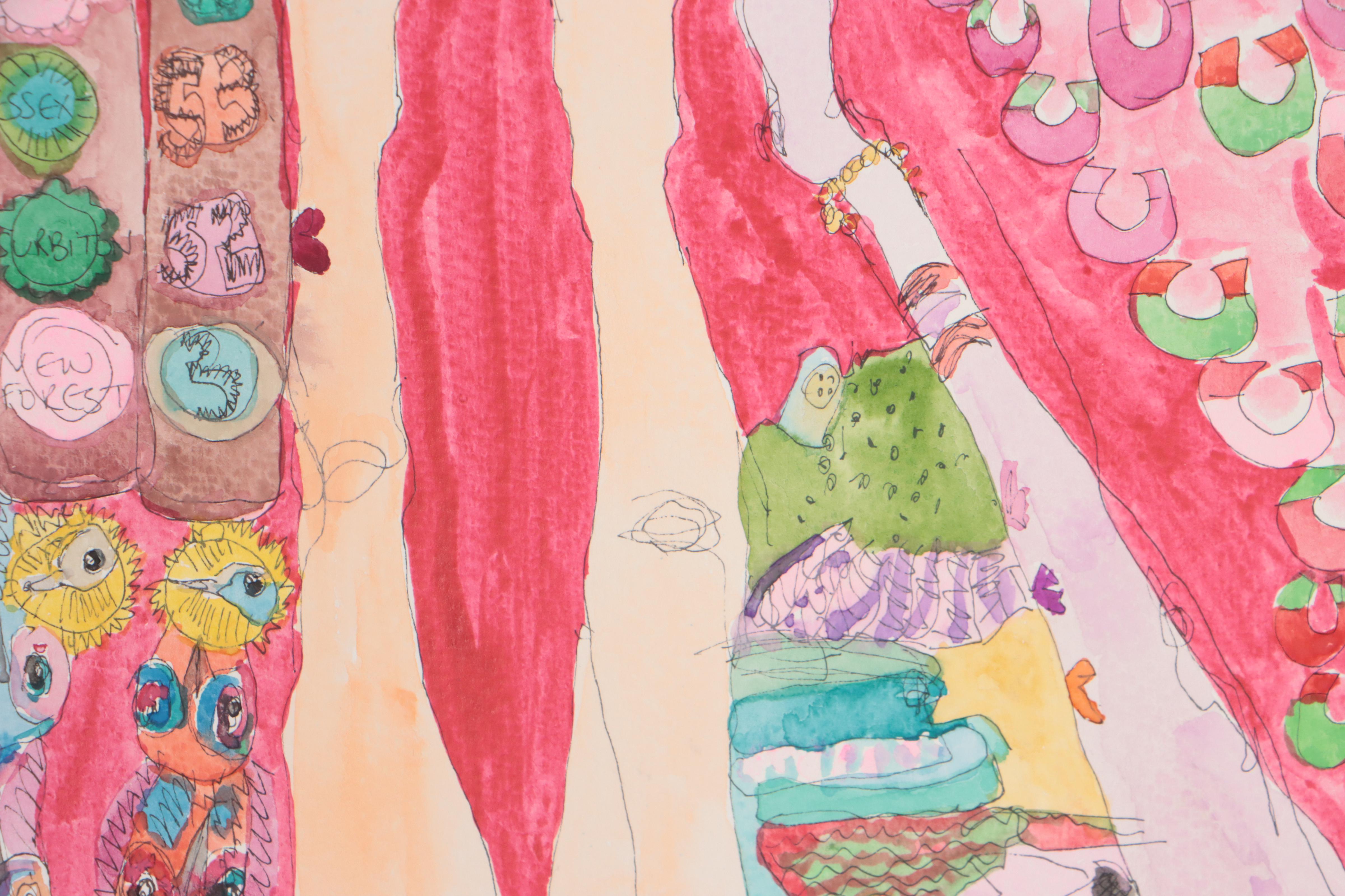 Helen Bryant Mixed Media Painting "Hanging On With Magnets," 2020