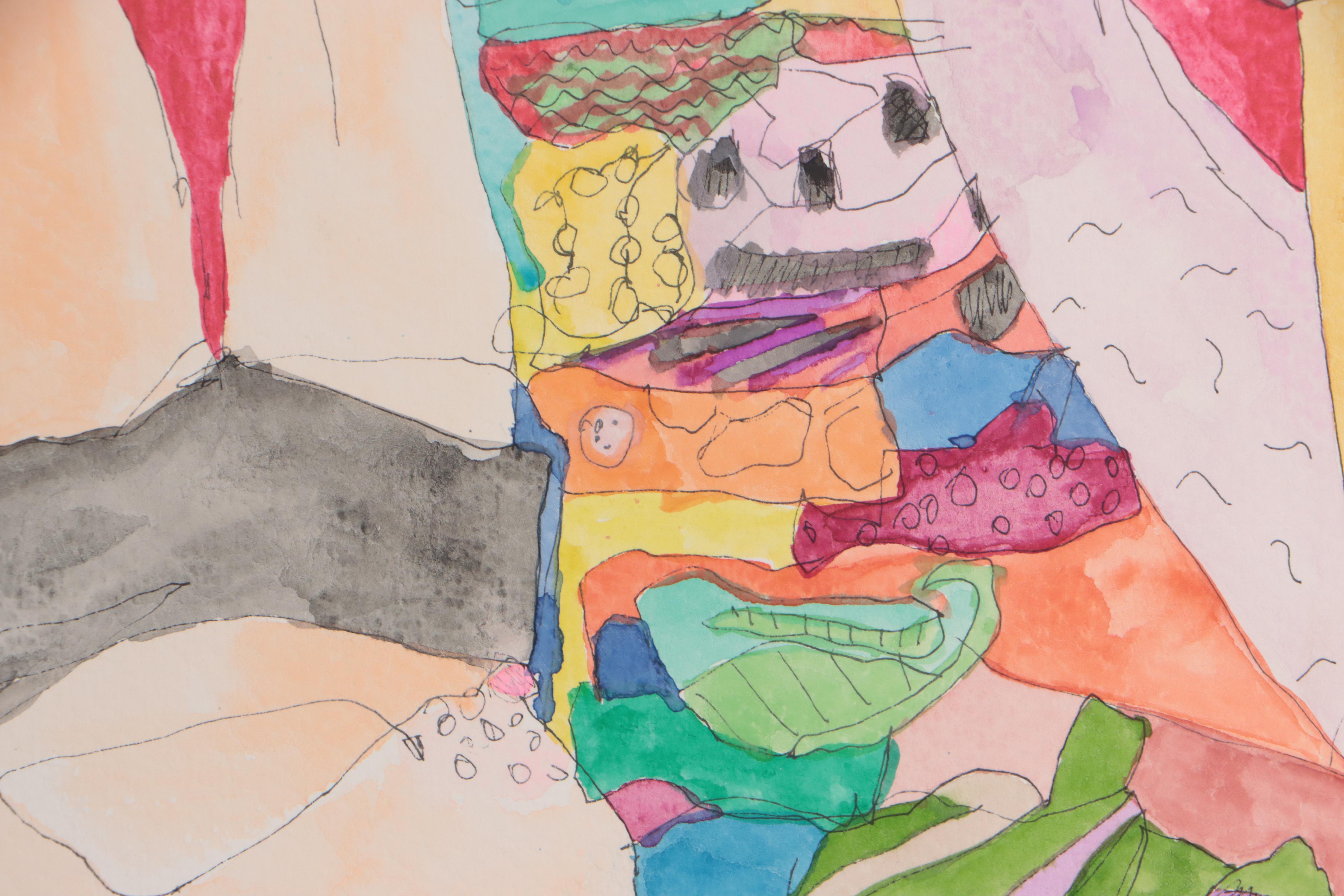 Helen Bryant Mixed Media Painting "Hanging On With Magnets," 2020