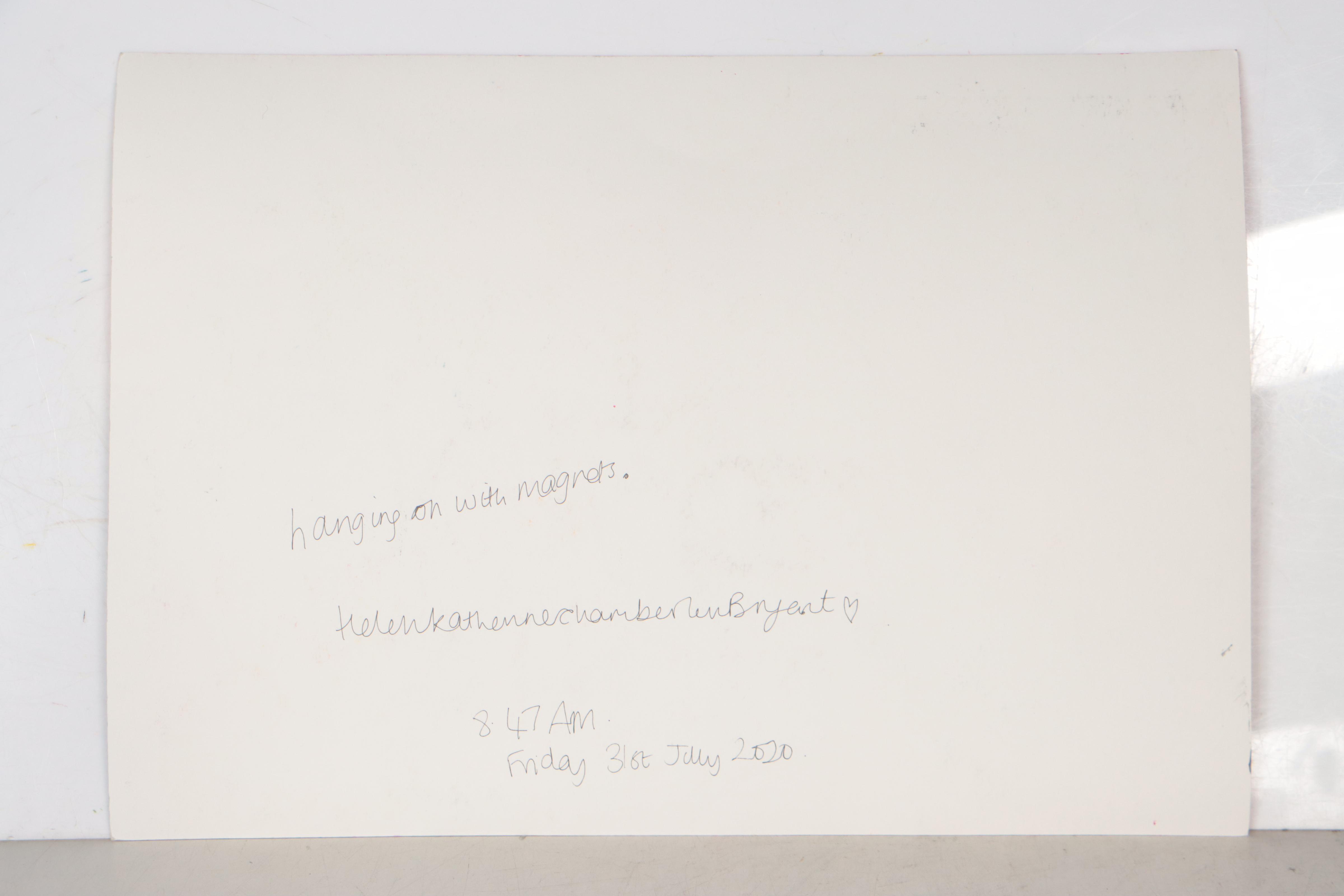 Helen Bryant Mixed Media Painting "Hanging On With Magnets," 2020