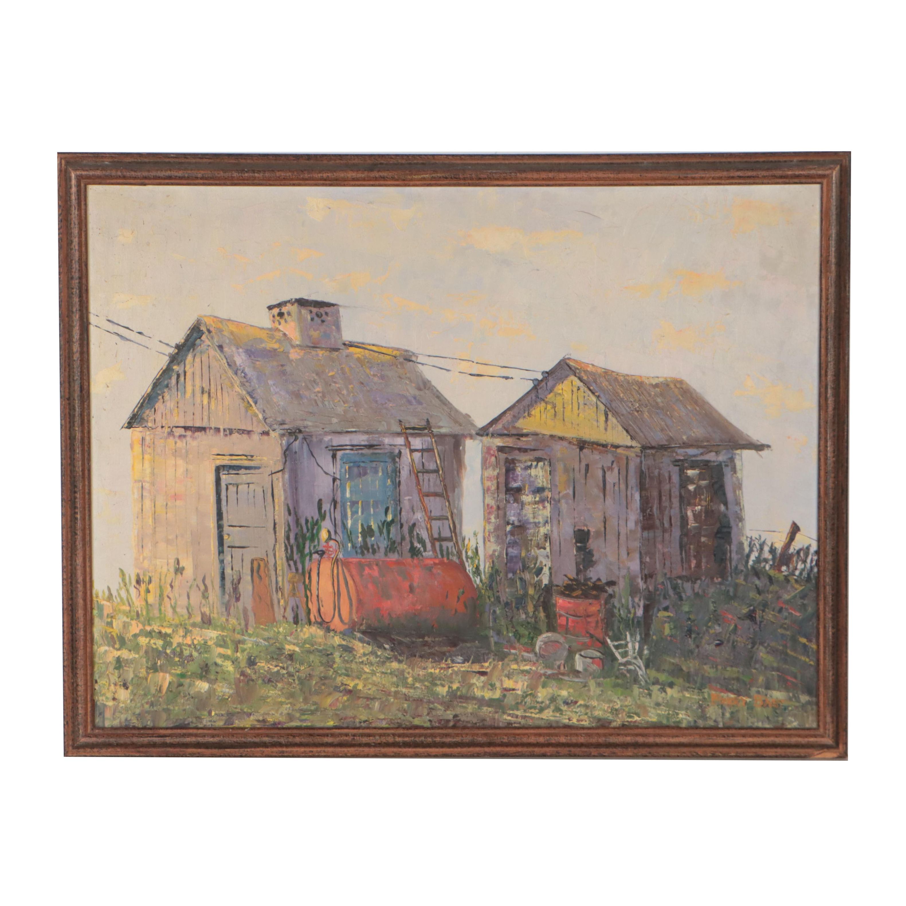 Forry Bast Oil Painting of Sheds