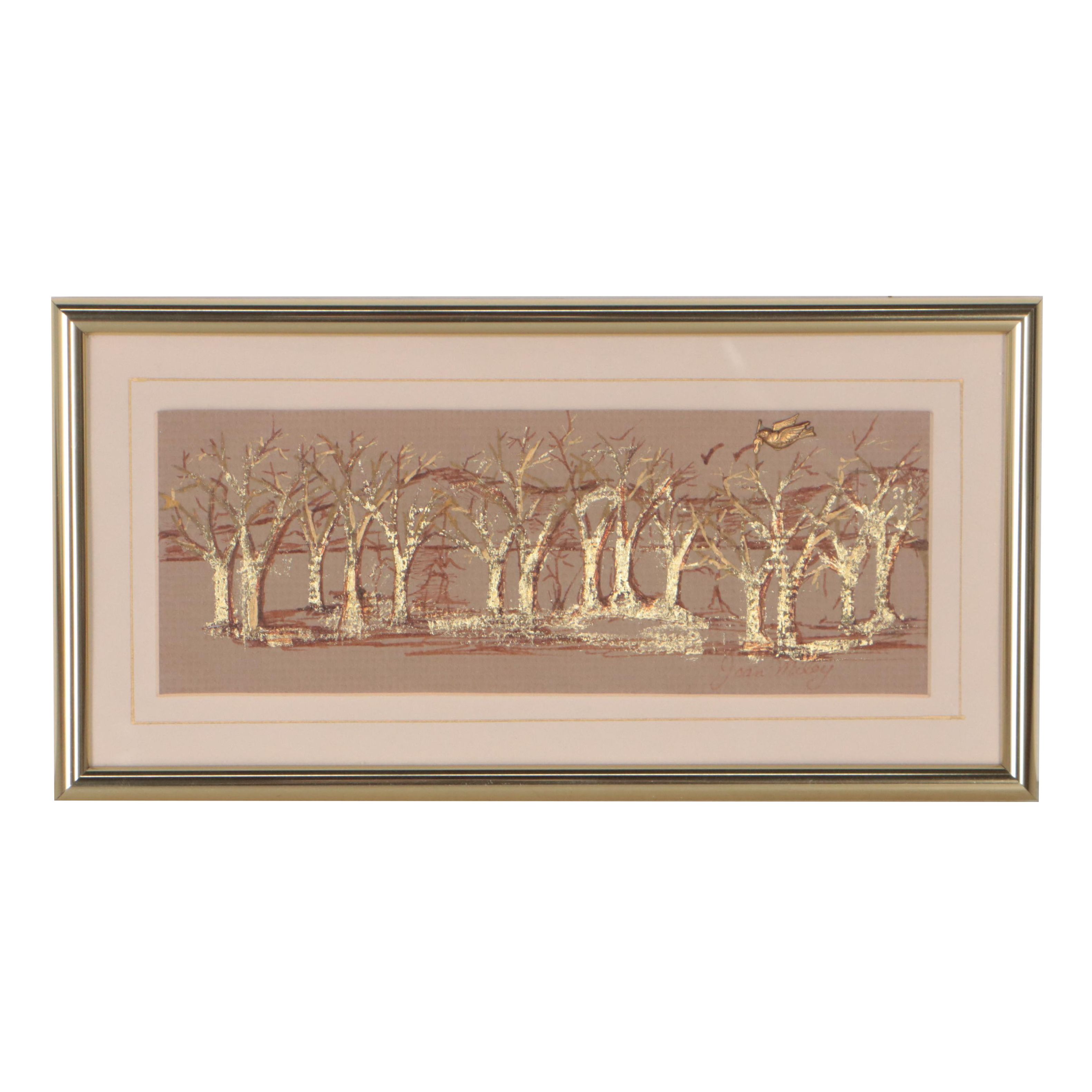 Joan Miley Mixed Media Drawing of Trees