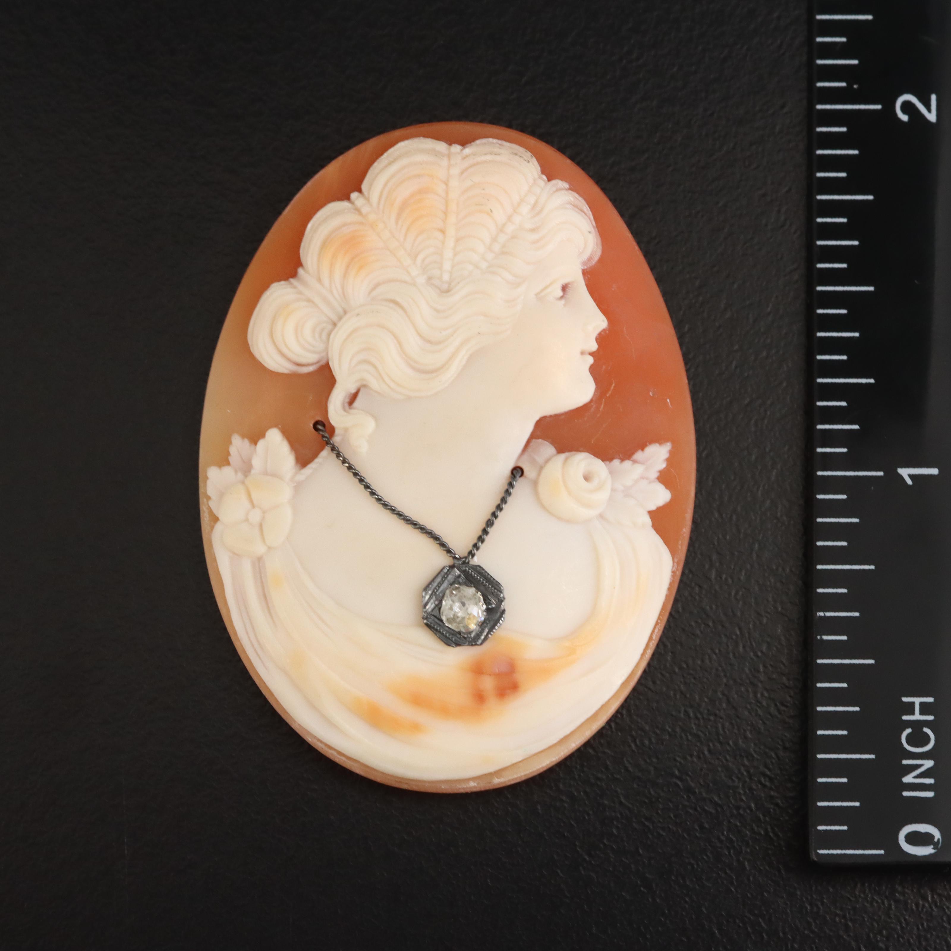 Loose Diamond and Shell Cameo Habillé with Sterling