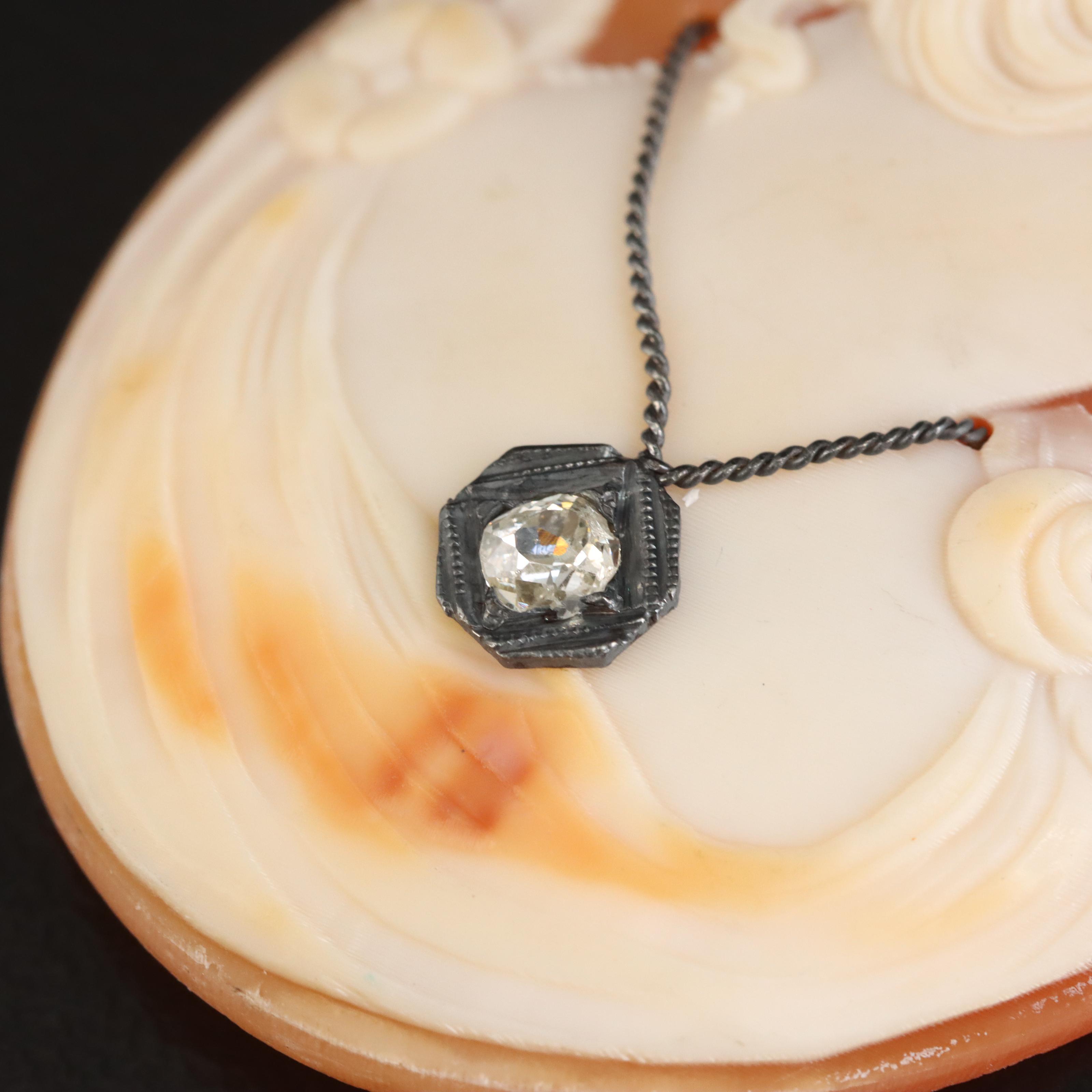 Loose Diamond and Shell Cameo Habillé with Sterling