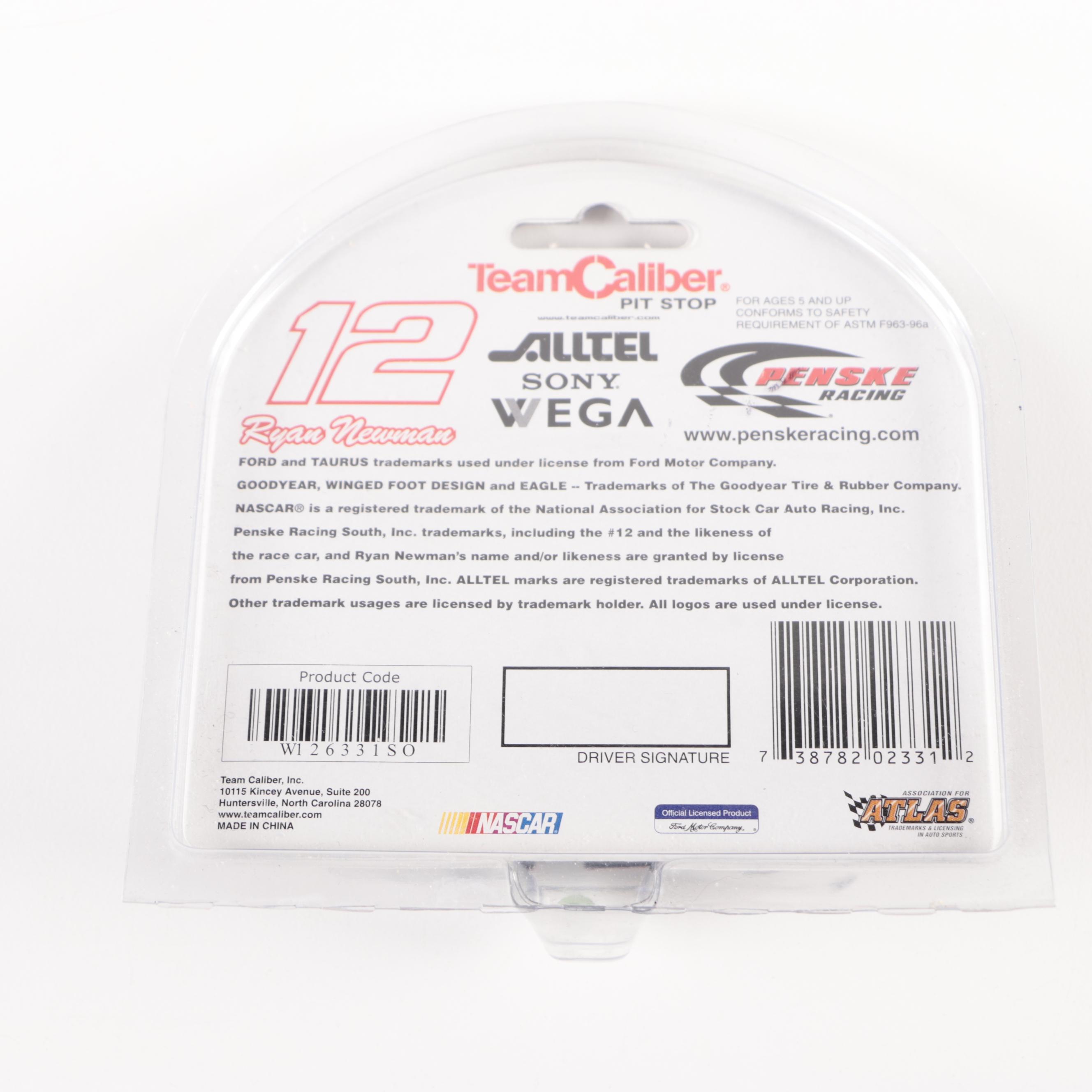 Team Caliber Pit Stop Diecast NASCAR Stock Cars with Signed Ryan Newman, 2000s