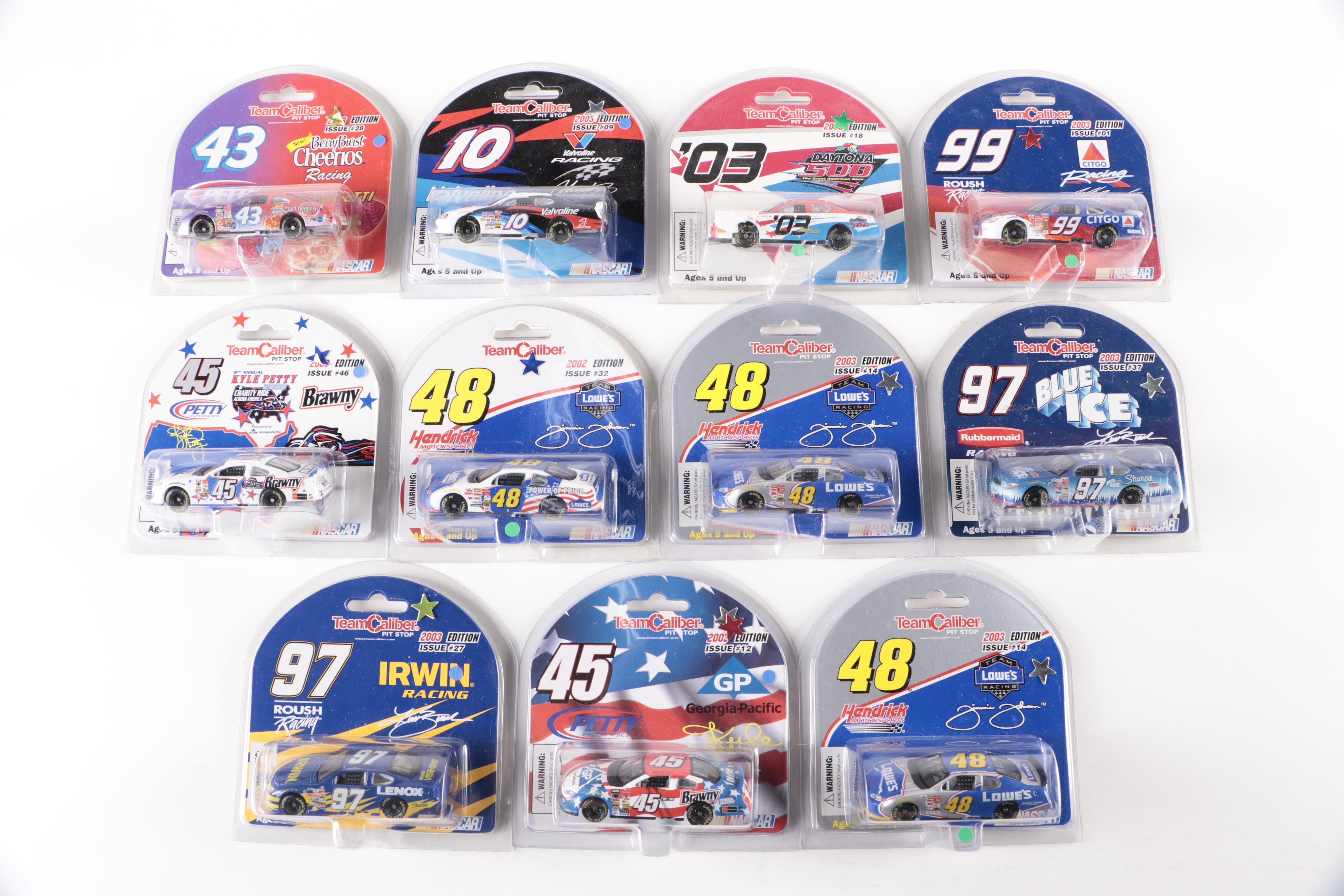 Team Caliber Pit Stop Diecast NASCAR Stock Cars with Signed Ryan Newman, 2000s