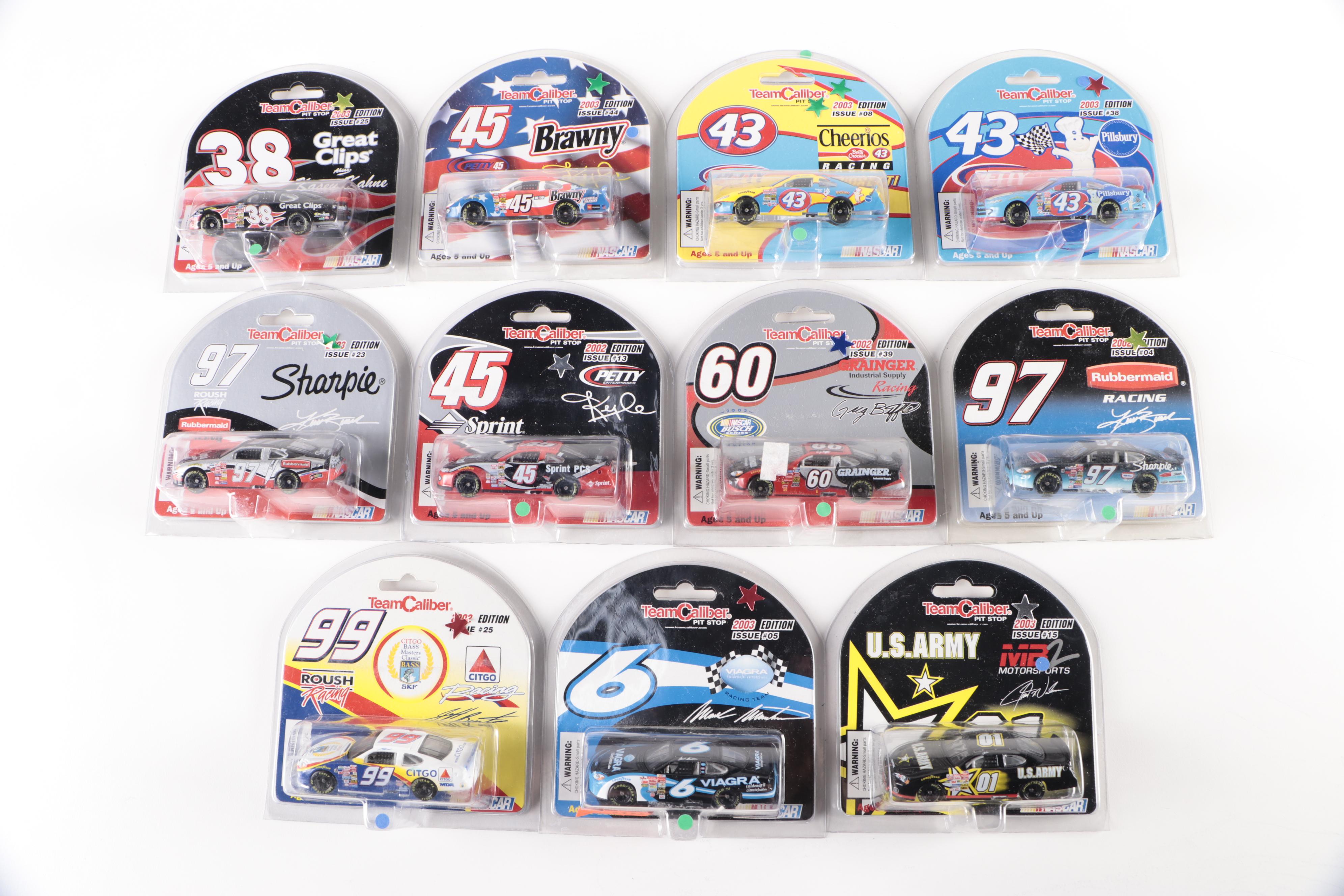 Team Caliber Pit Stop Diecast NASCAR Stock Cars with Signed Ryan Newman, 2000s