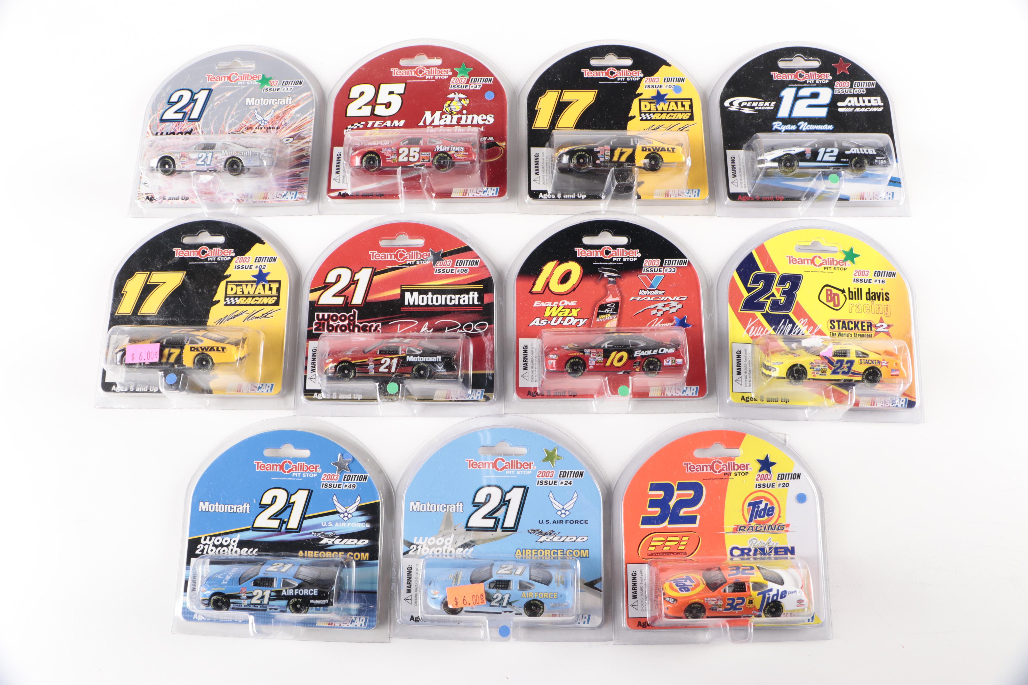 Team Caliber Pit Stop Diecast NASCAR Stock Cars with Signed Ryan Newman, 2000s
