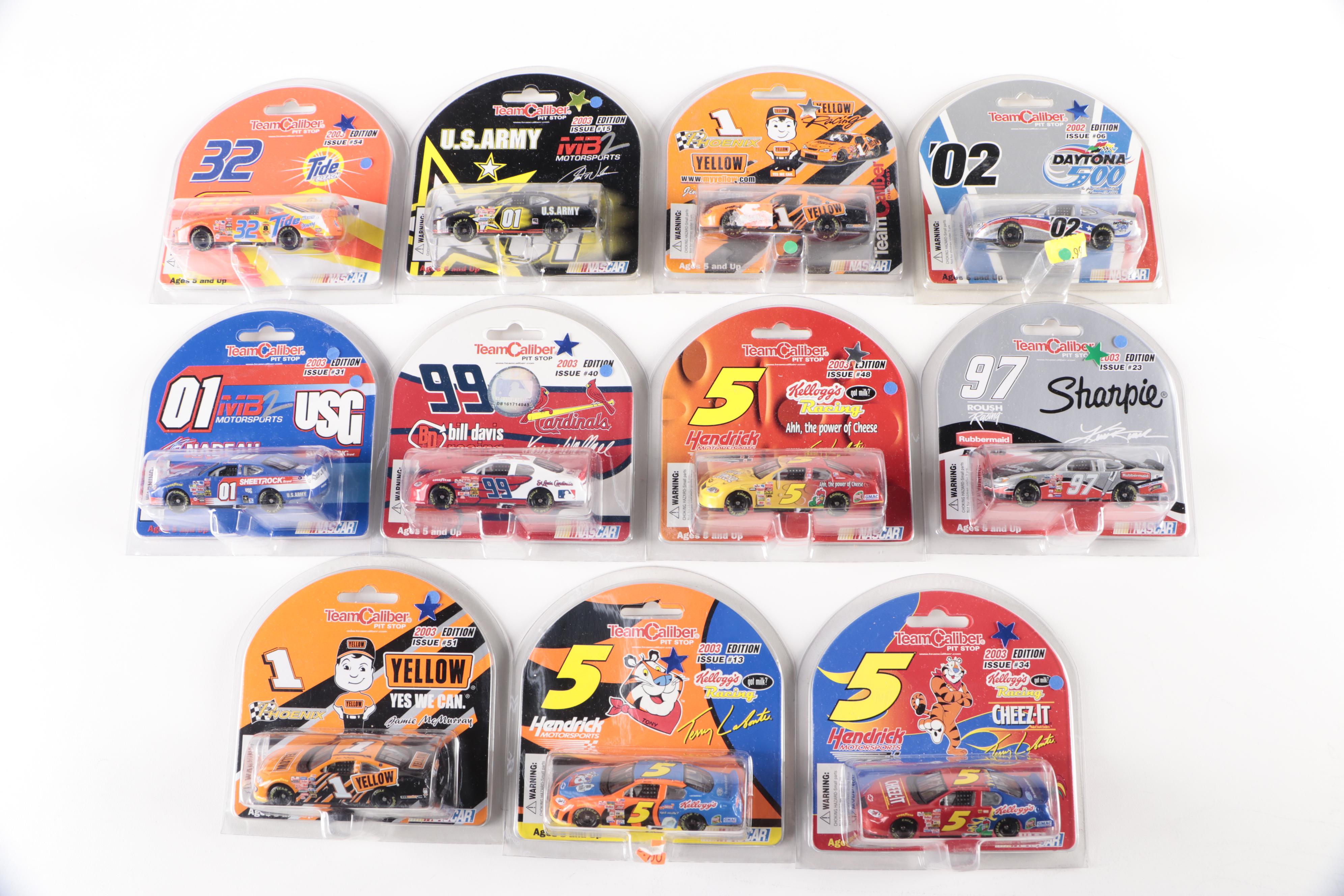 Team Caliber Pit Stop Diecast NASCAR Stock Cars with Signed Ryan Newman, 2000s