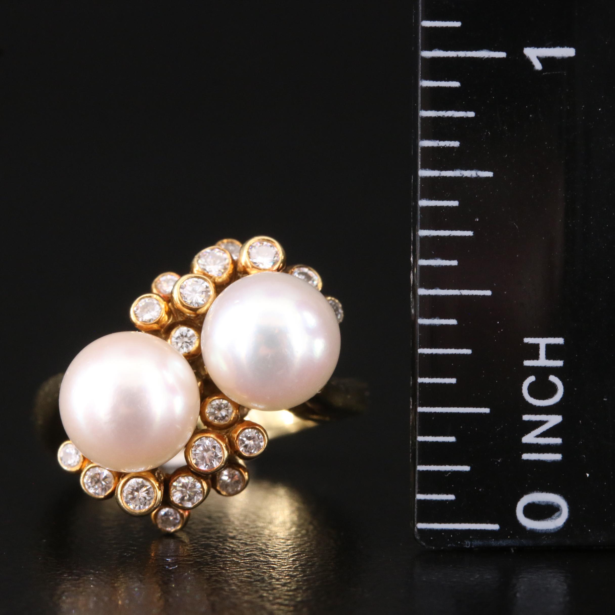 18K Pearl and Diamond Toi et Moi Ring