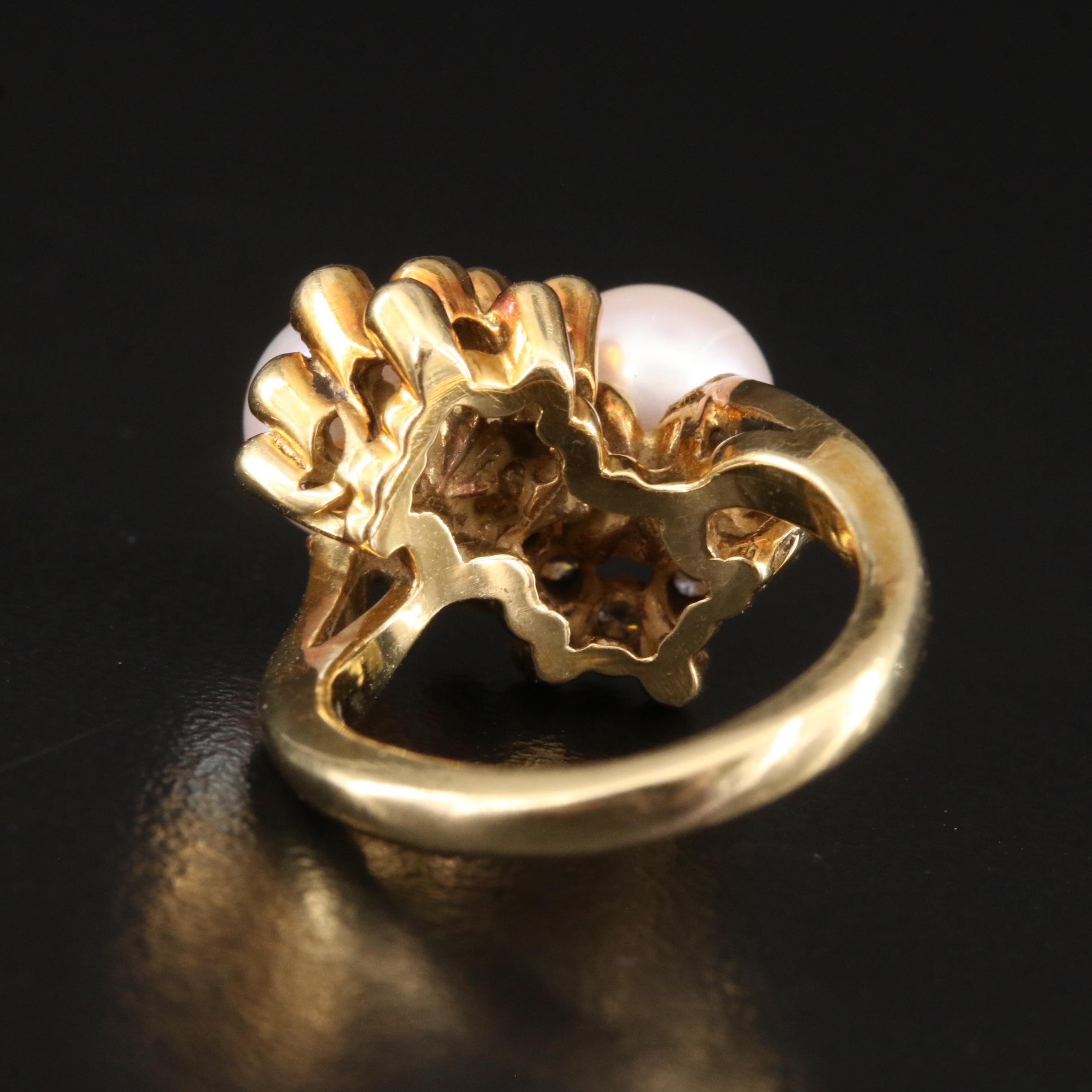 18K Pearl and Diamond Toi et Moi Ring