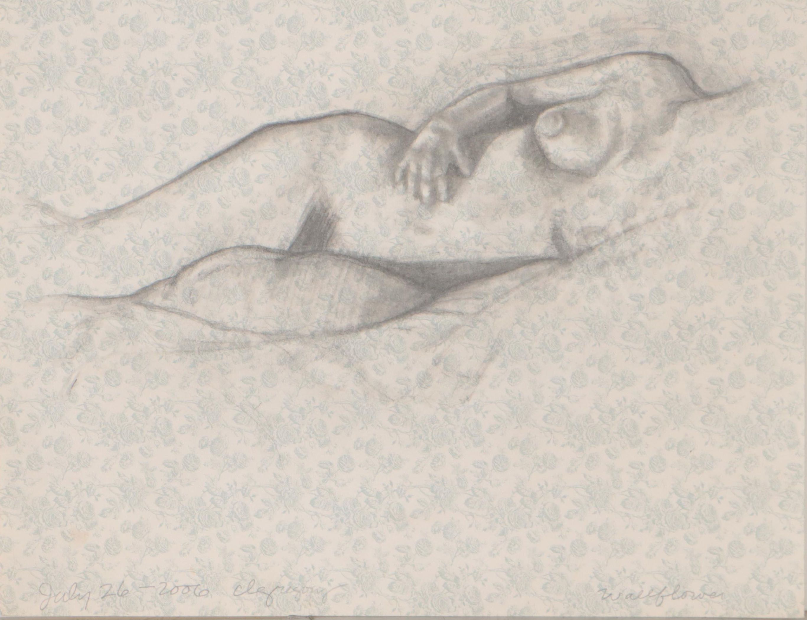 Cynthia Gregory Graphite Drawing of Female Nude "Wallflower," 2006