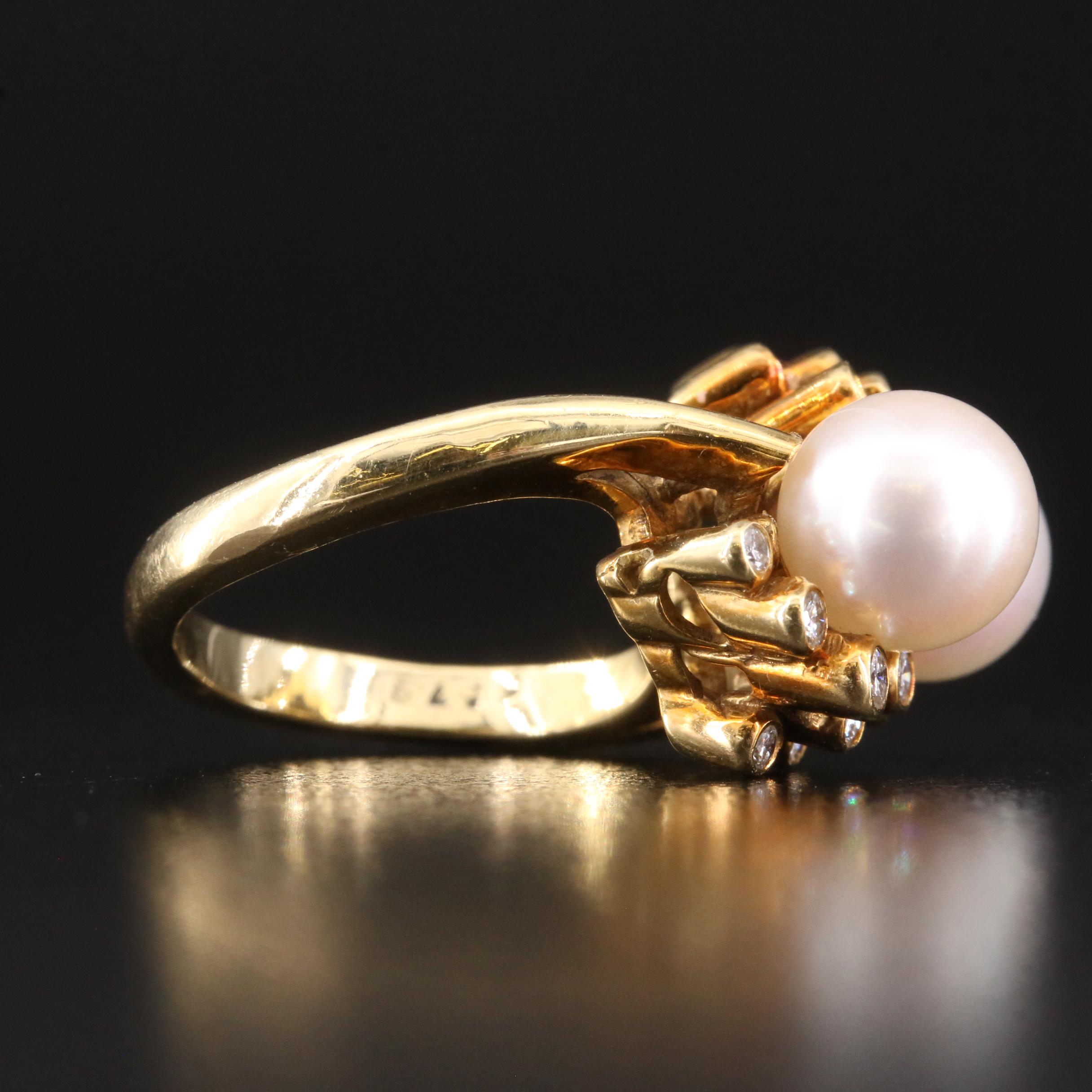 18K Pearl and Diamond Toi et Moi Ring