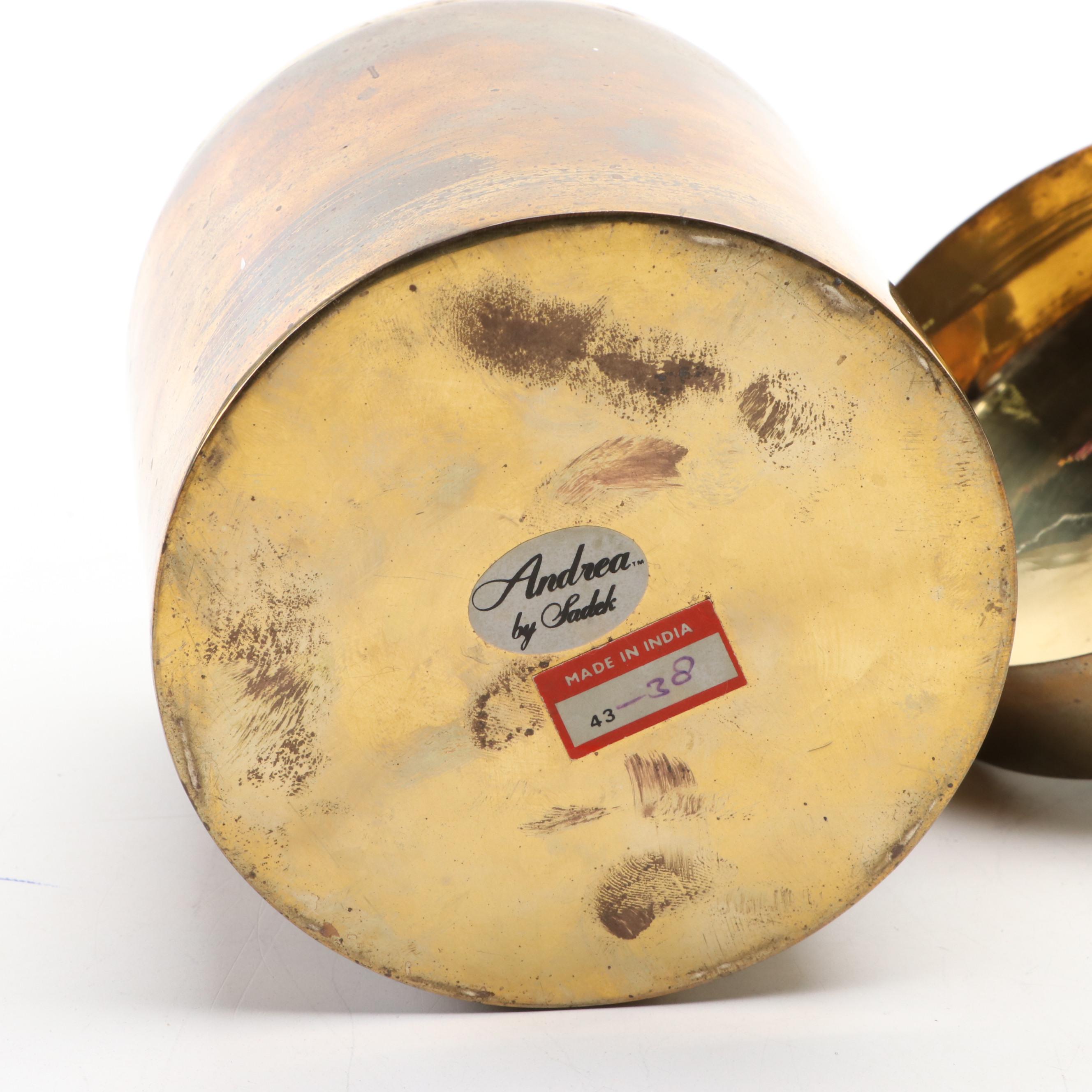 L'Objet Black Swan Bowl with Brass Andrea by Sadek Lidded Box and Other Sailboat