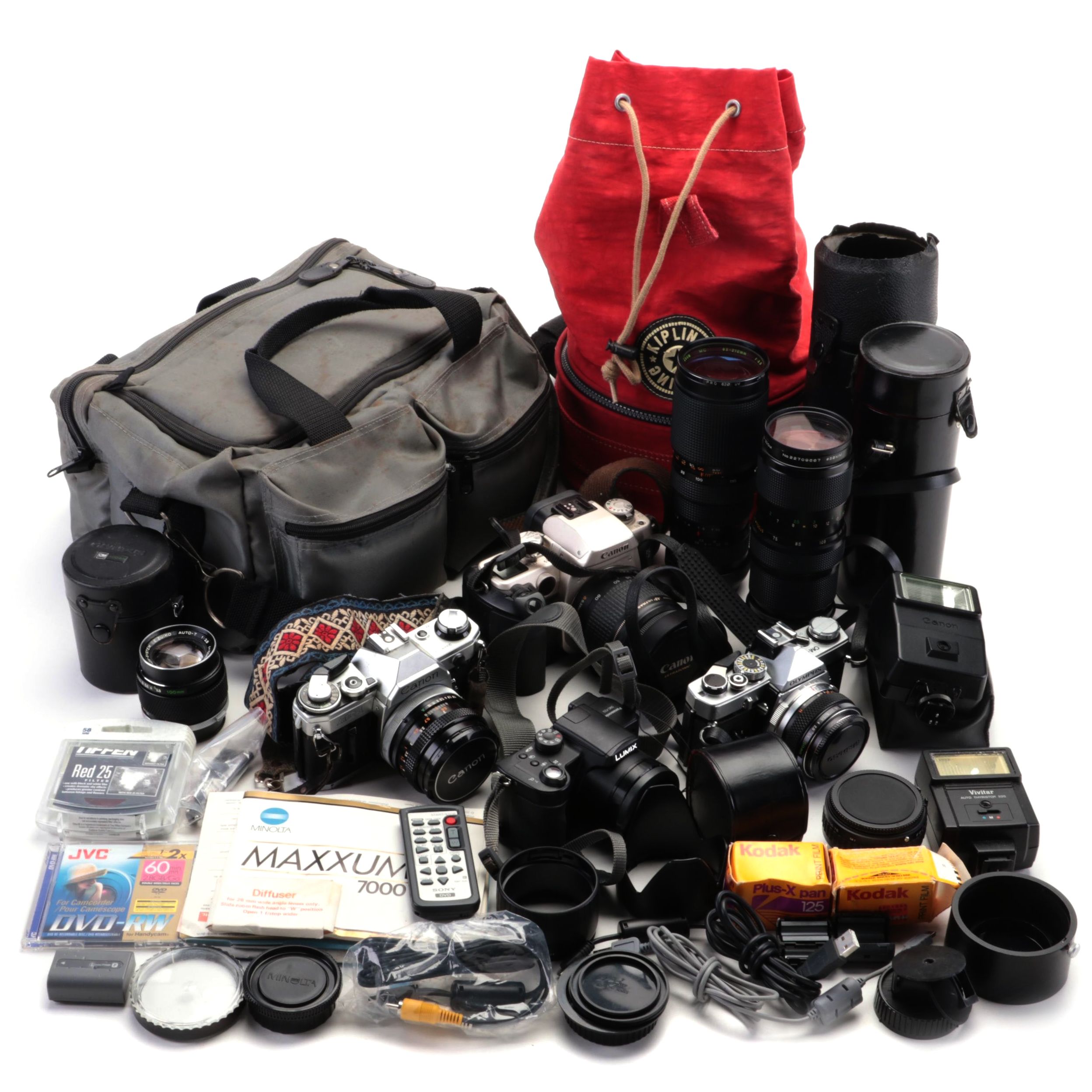 Canon EOS Elan II and Other Cameras with Lens and Accessory Collection