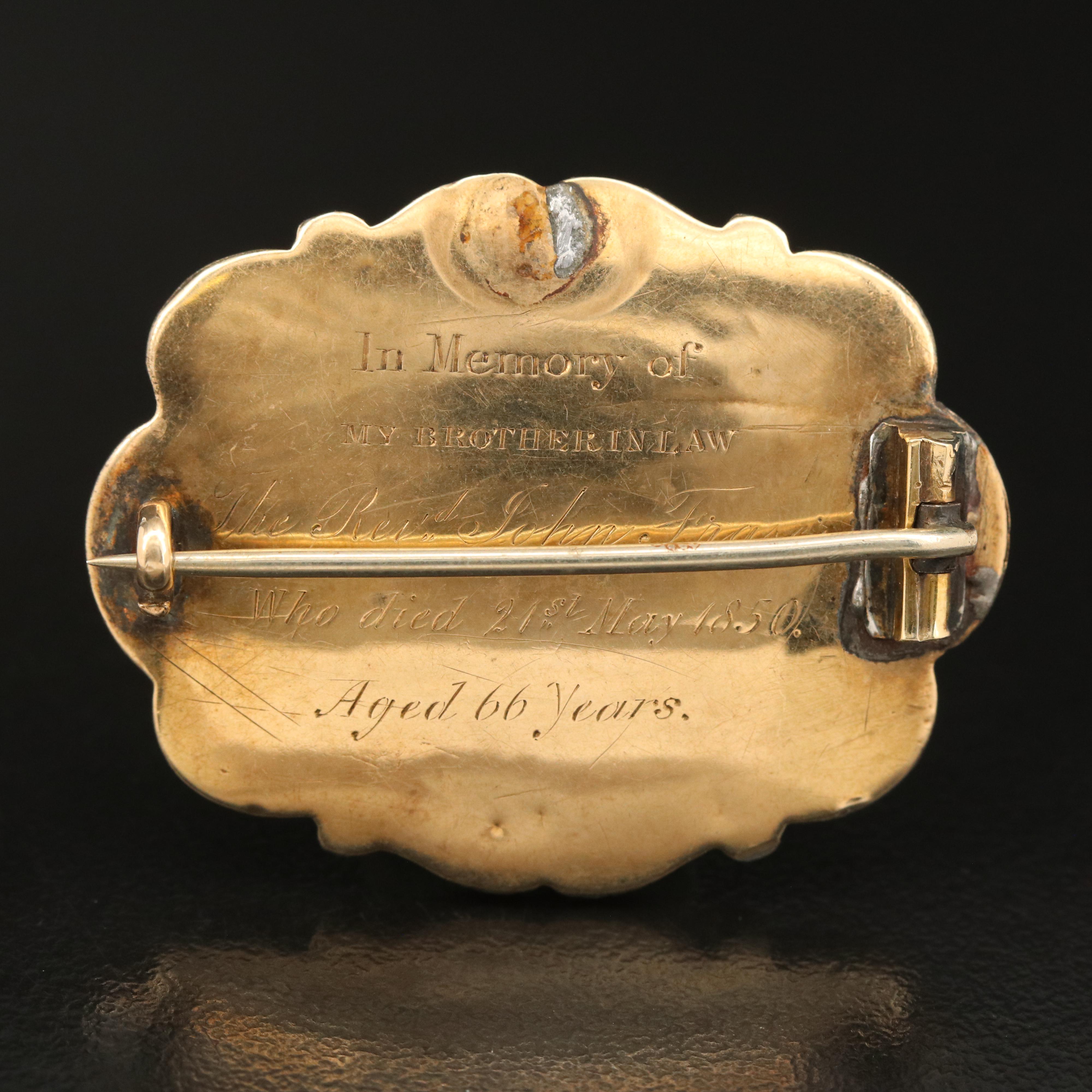 Victorian Pearl and Enamel Mourning Hair Brooch