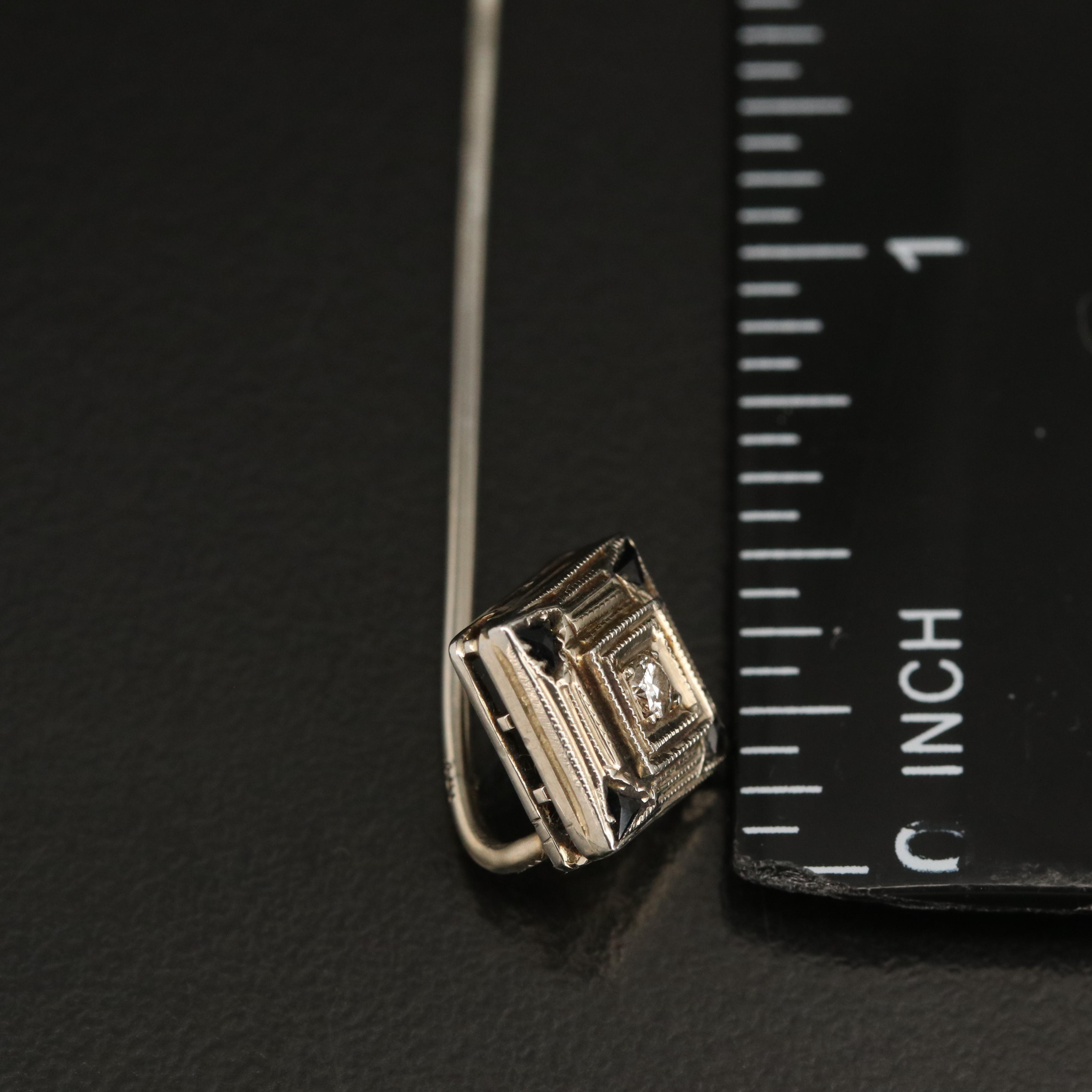 Edwardian 18K Diamond and Sapphire Stick Pin