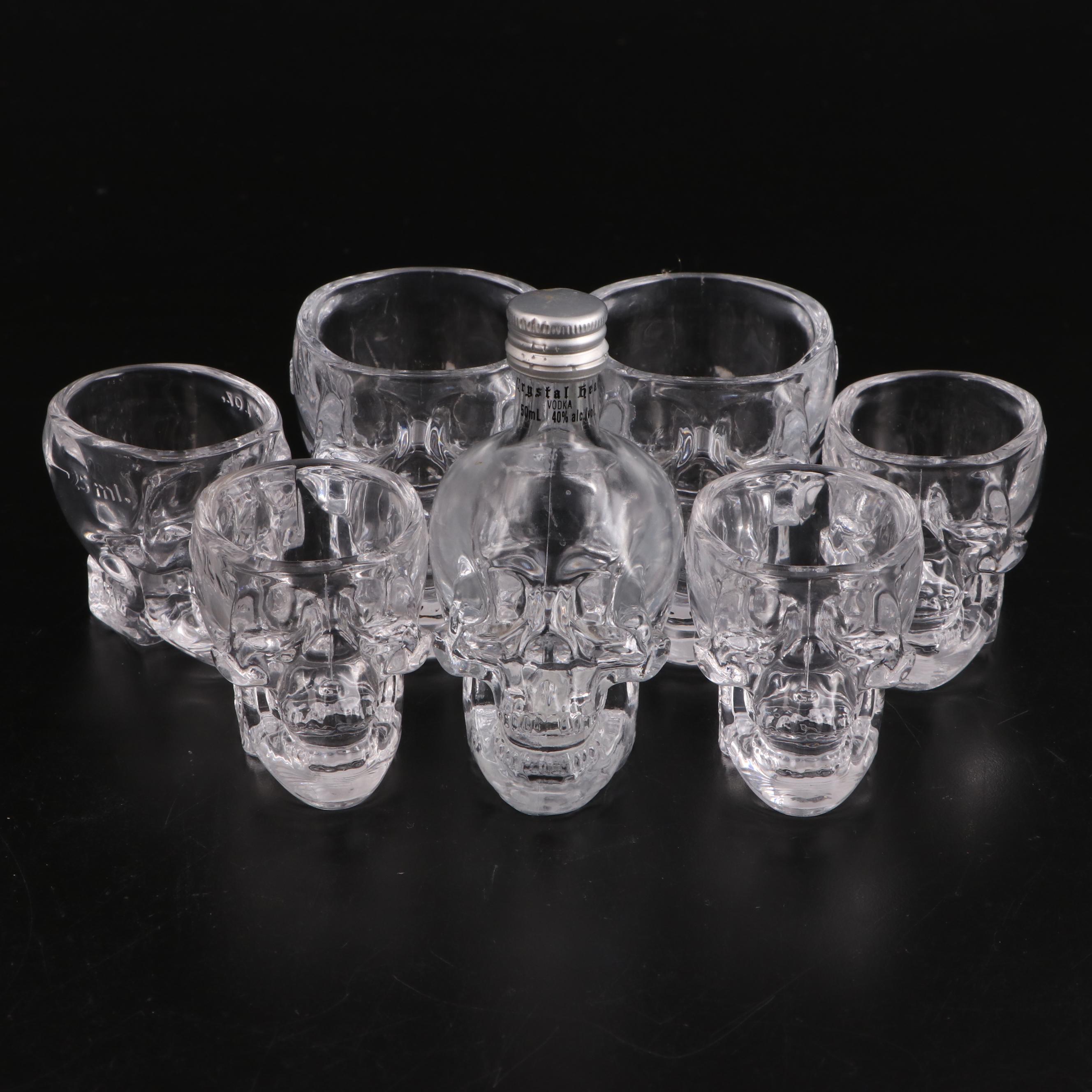 Crystal Head Vodka 50ml Bottle and Shot Glasses