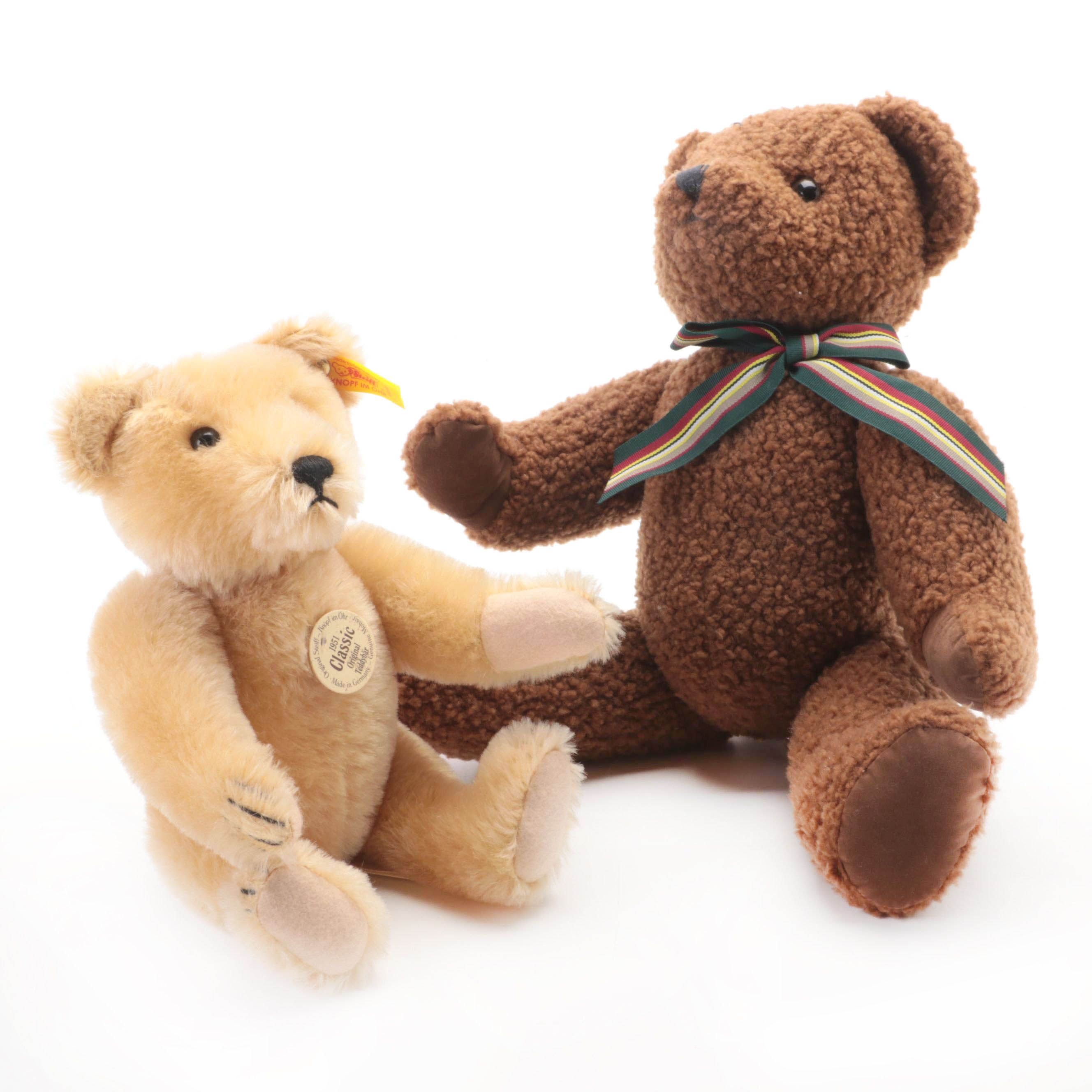 Steiff Classic Mohair and Department 56 Teddy Bears, Late 20th Century
