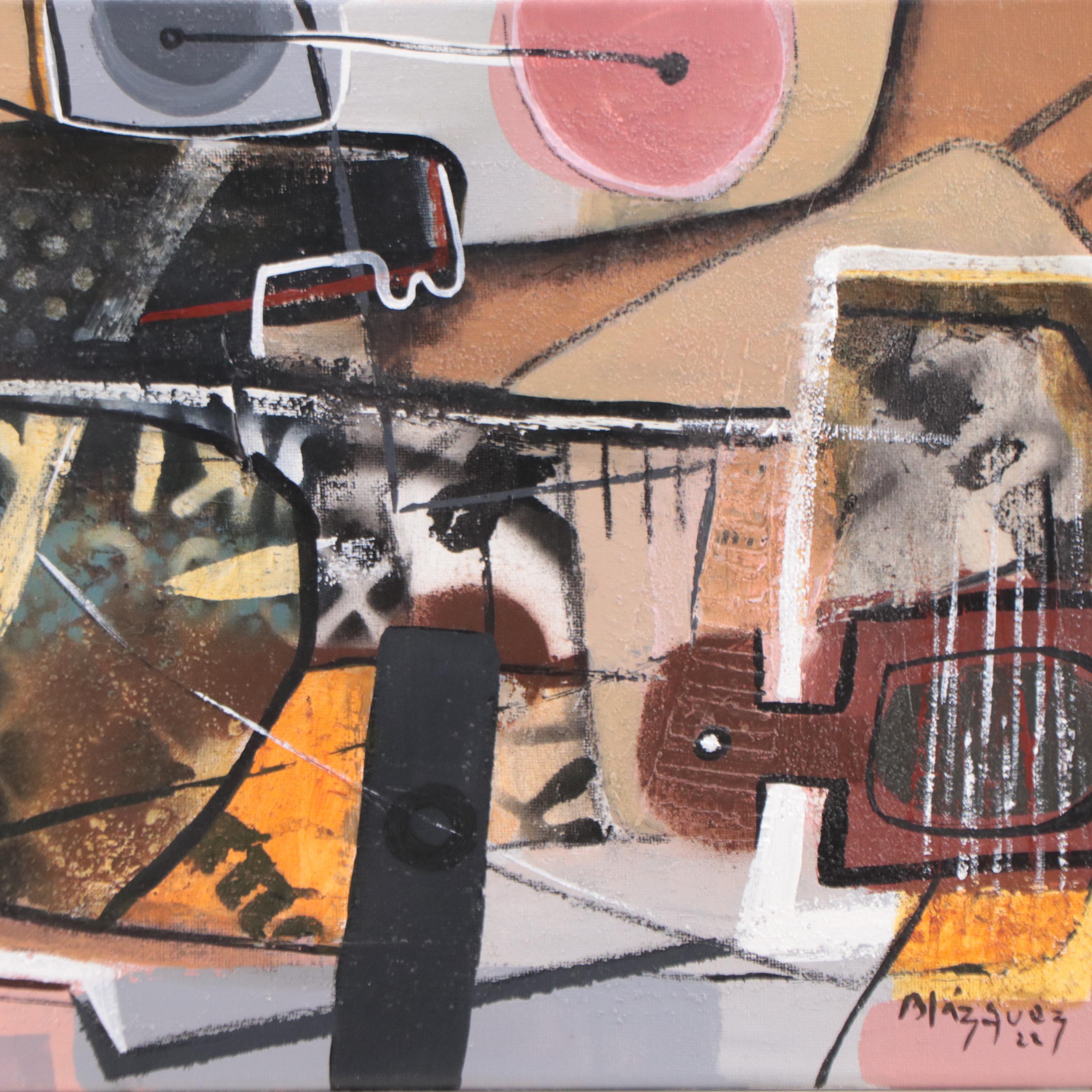 Michel Blázquez Acrylic Painting "Still Life Abstract," 2022