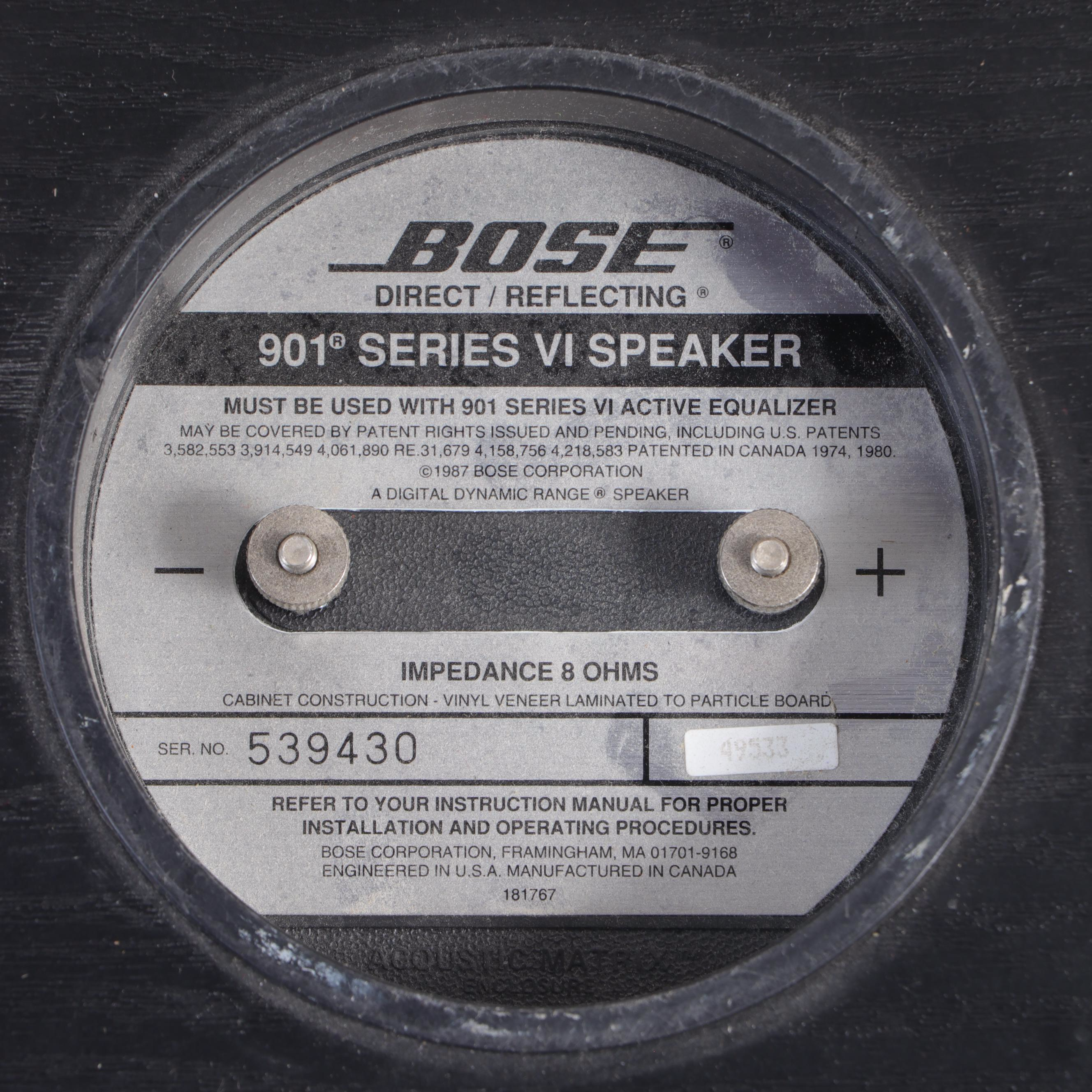 Bose 901 Series VI Loudspeakers With Stands and Active Equalizer