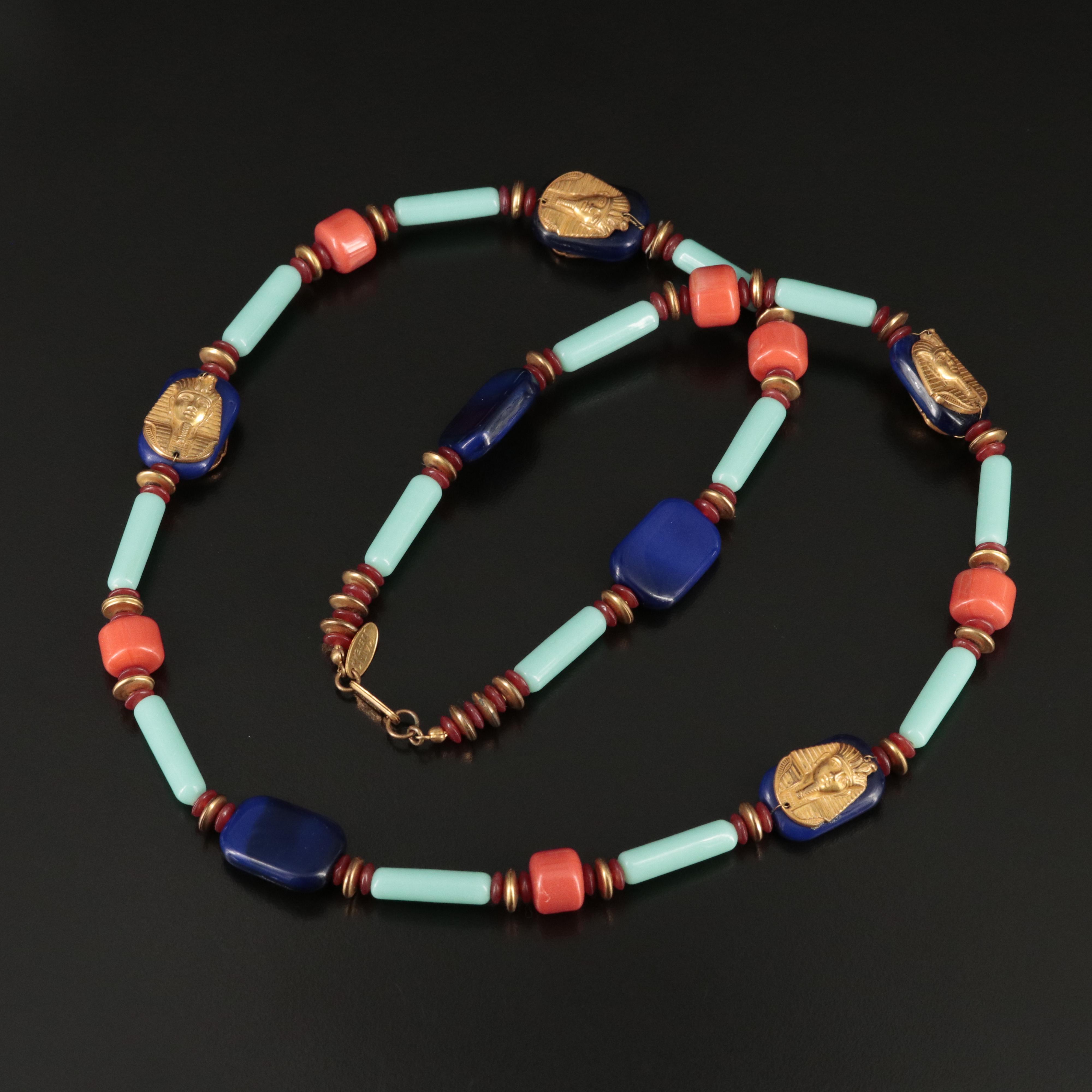 Vintage Miriam Haskell Egyptian Revival Necklace