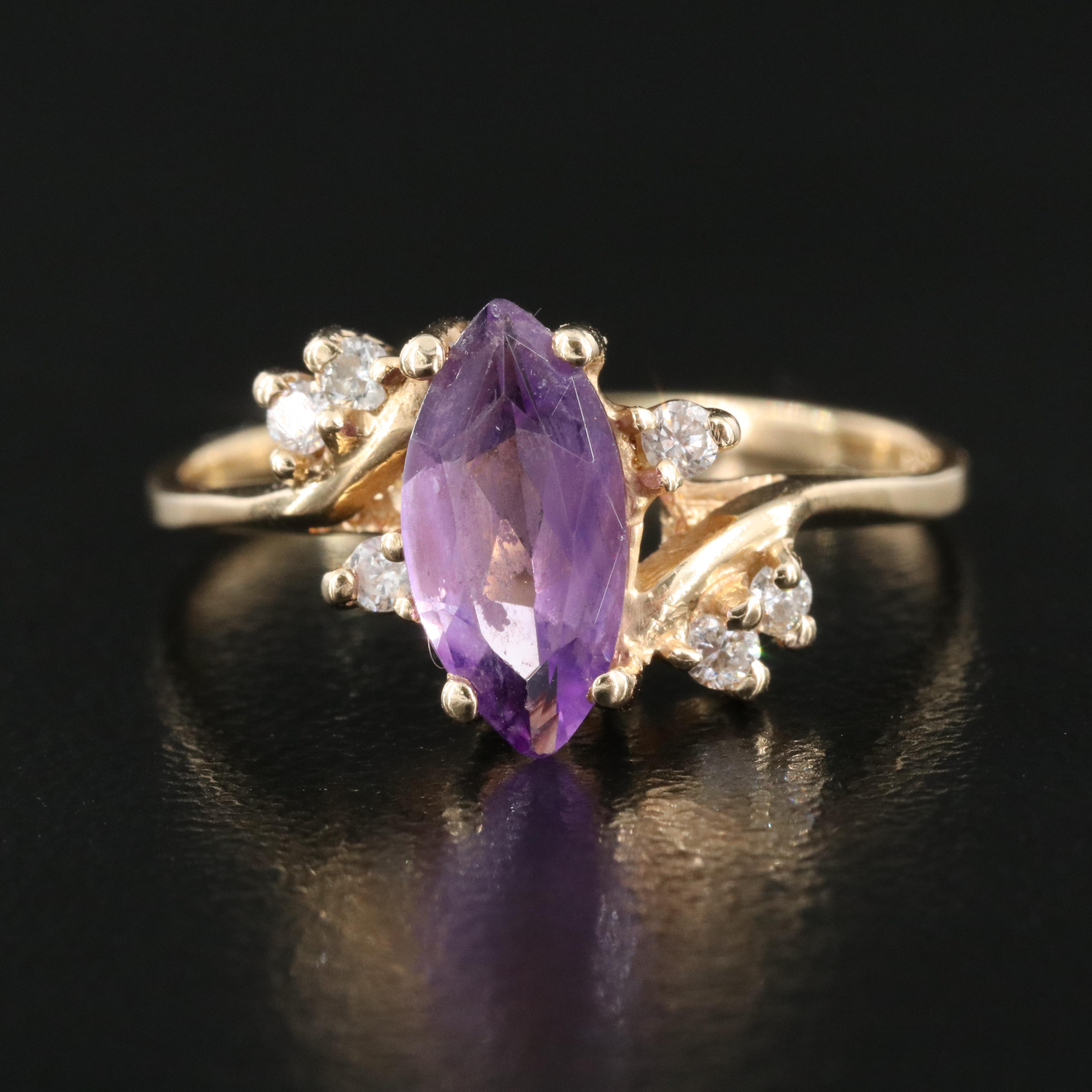 14K Amethyst and Diamond Ring