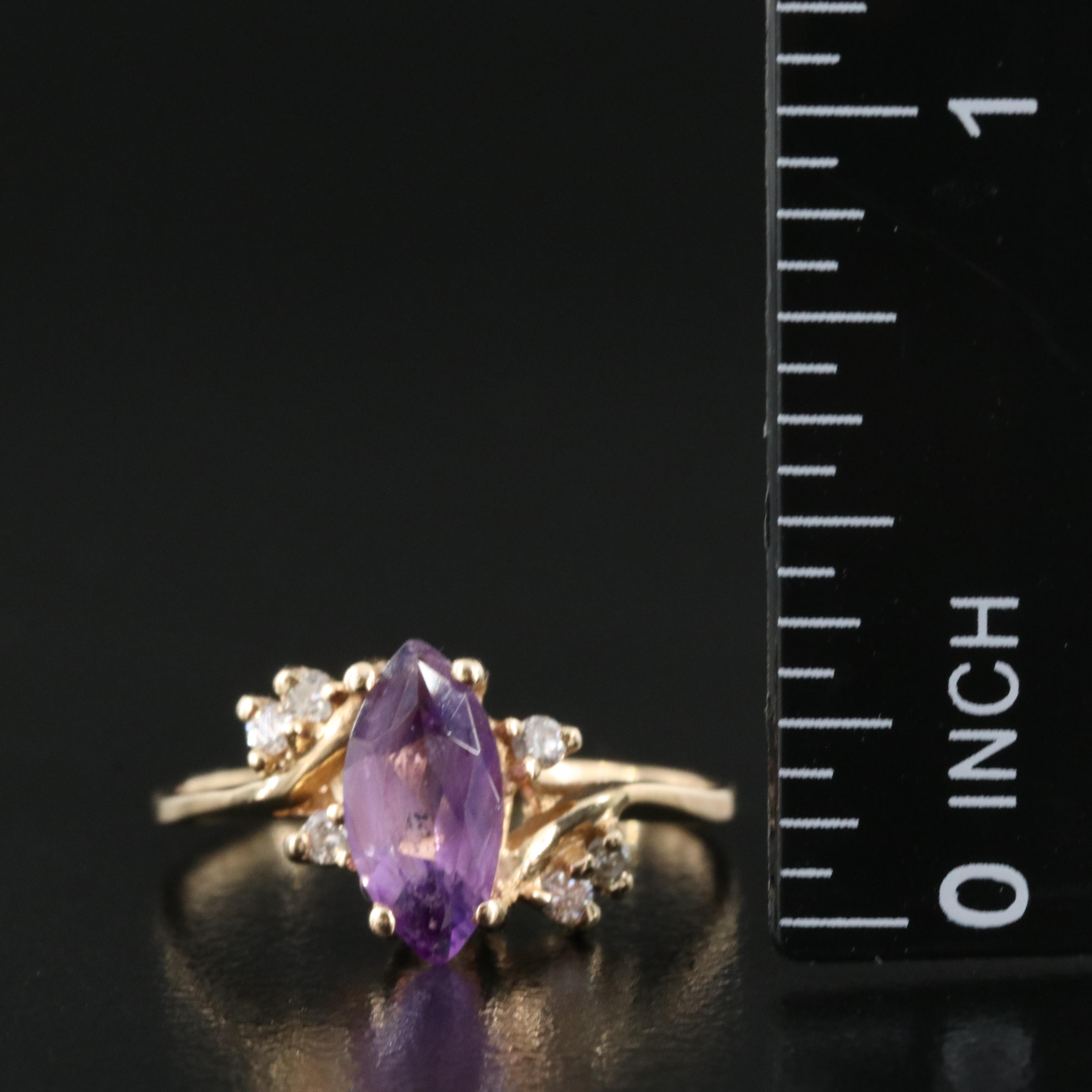 14K Amethyst and Diamond Ring