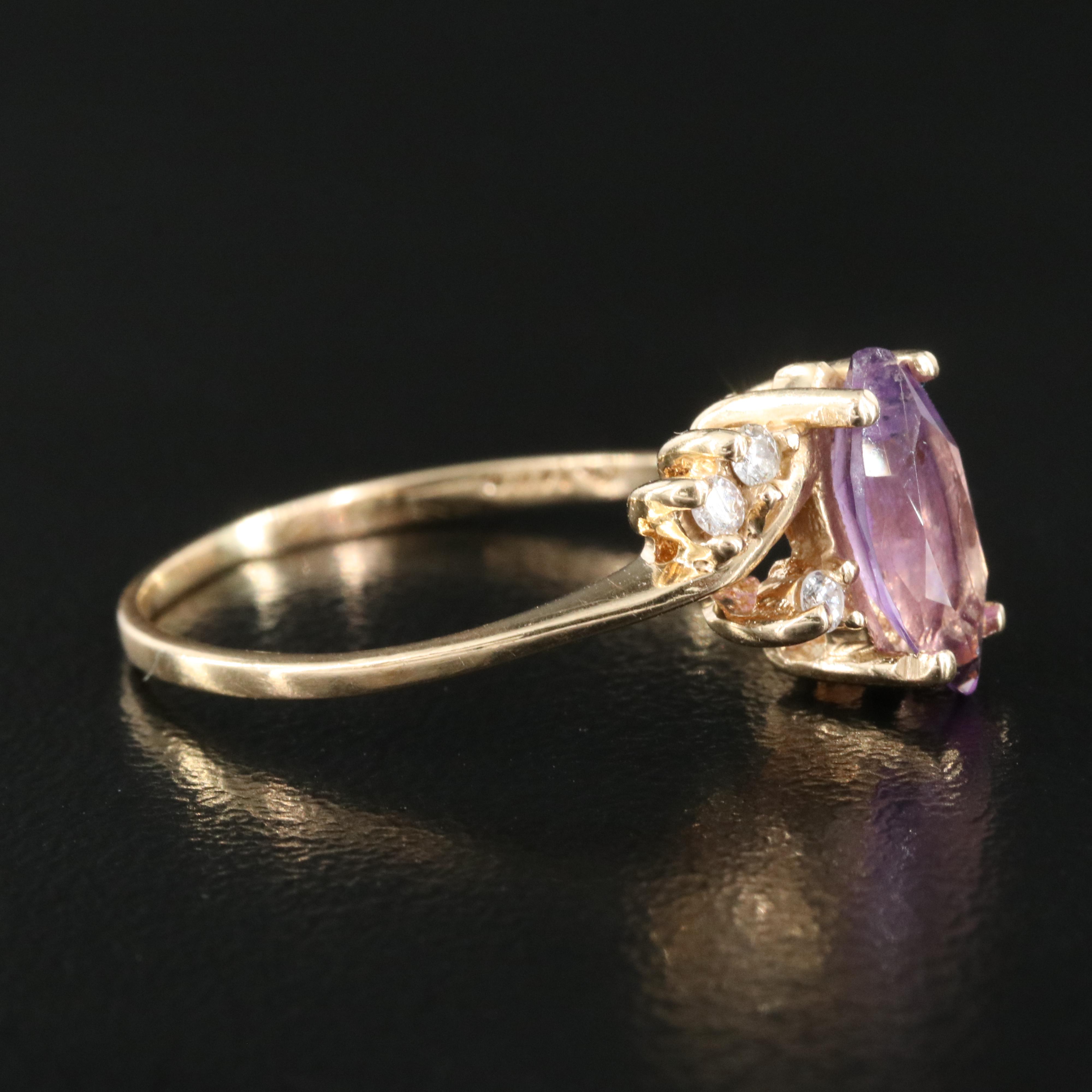14K Amethyst and Diamond Ring