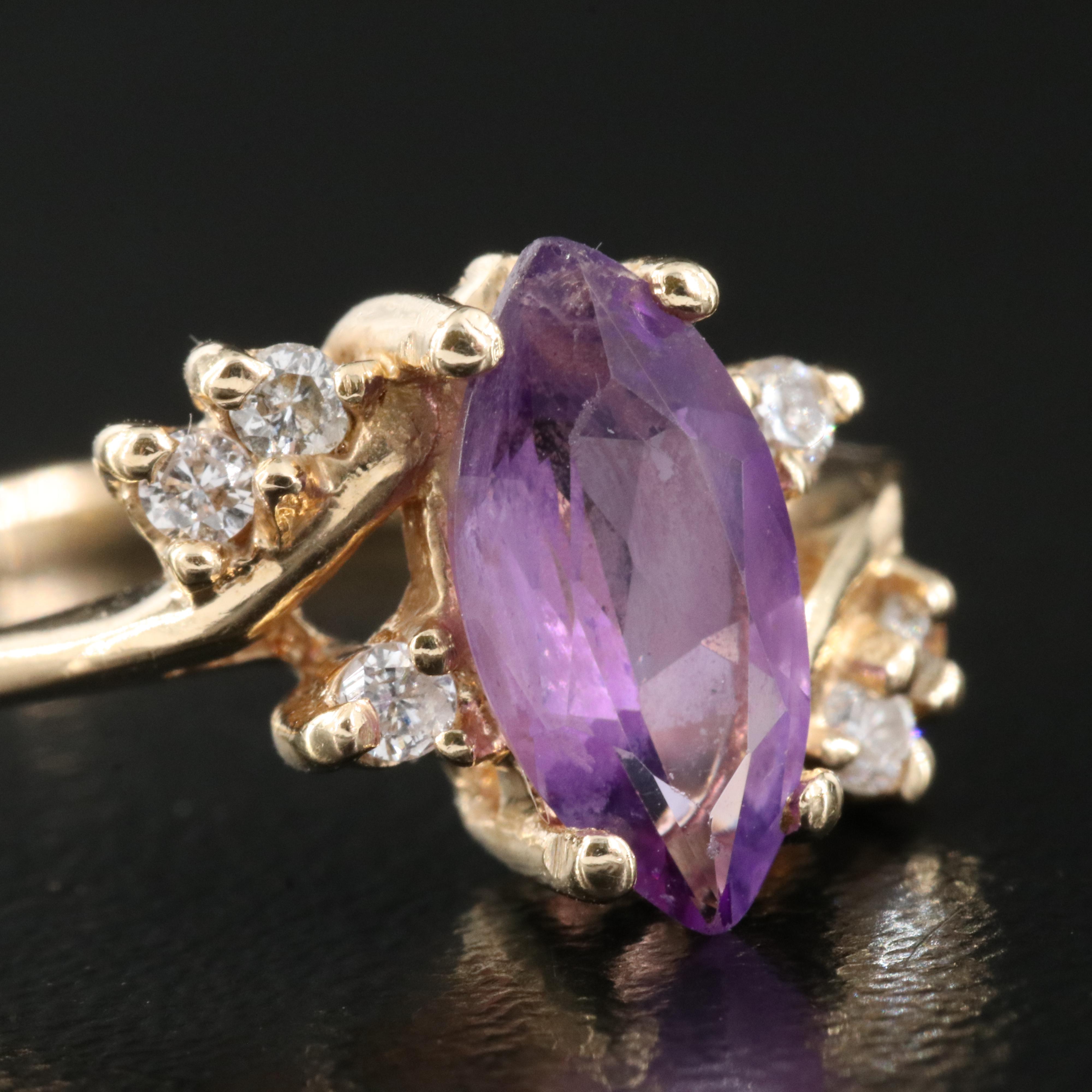 14K Amethyst and Diamond Ring